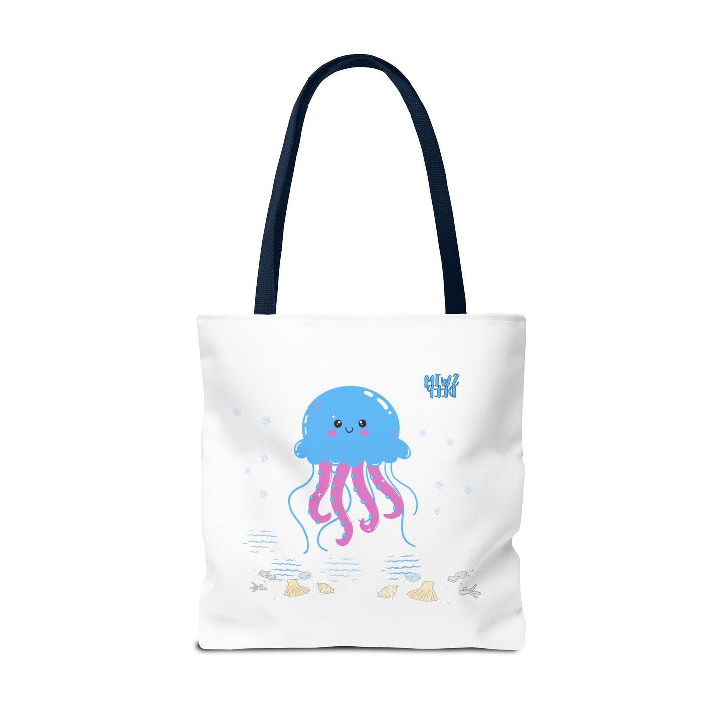 Blue jellyfish with pink tentacles Tote Bag