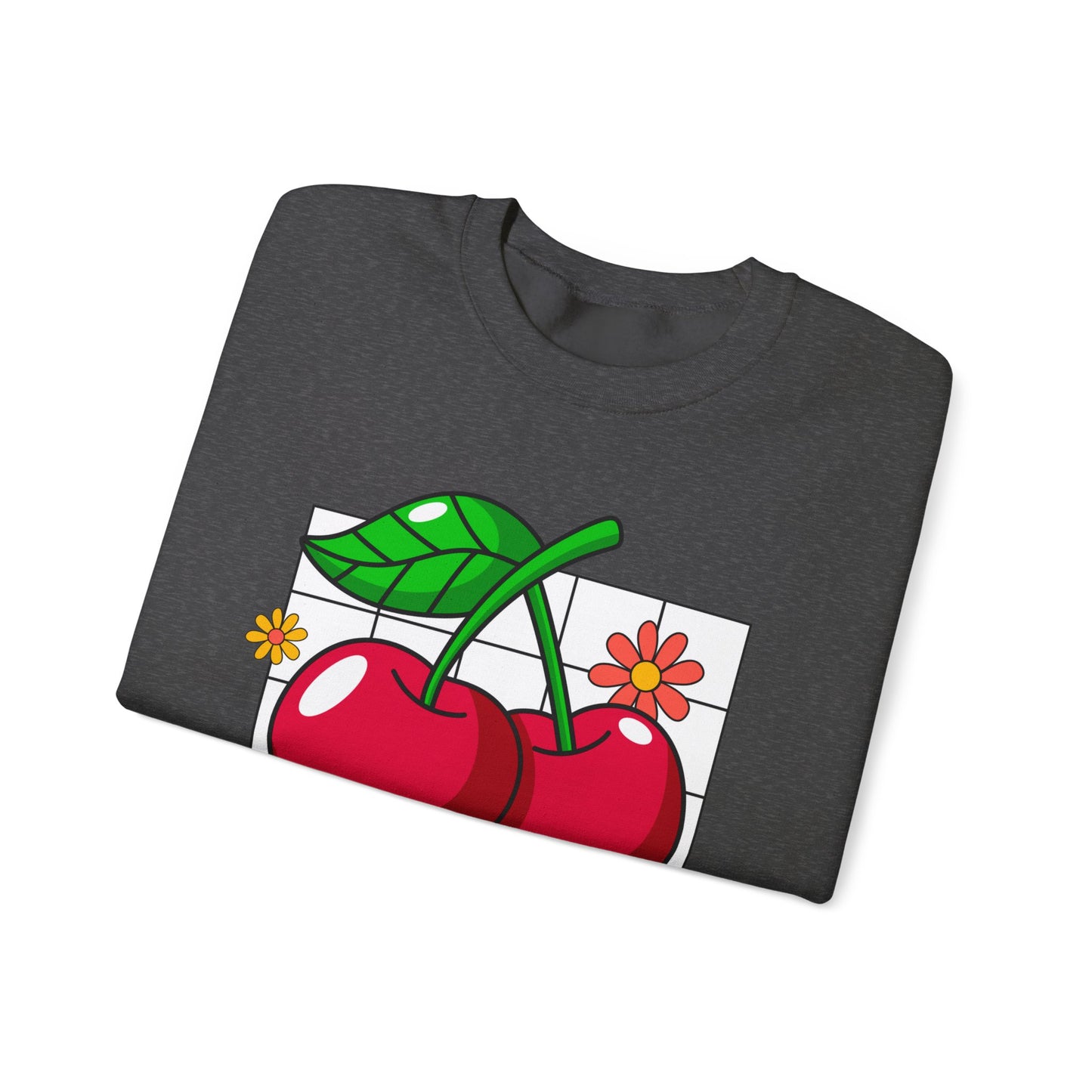Cherry Yum Graphic Crewneck Sweatshirt | Cozy Unisex Sweater for Casual Wear, Gifts, Summer Vibes, Trendy Fashion, Foodie Apparel