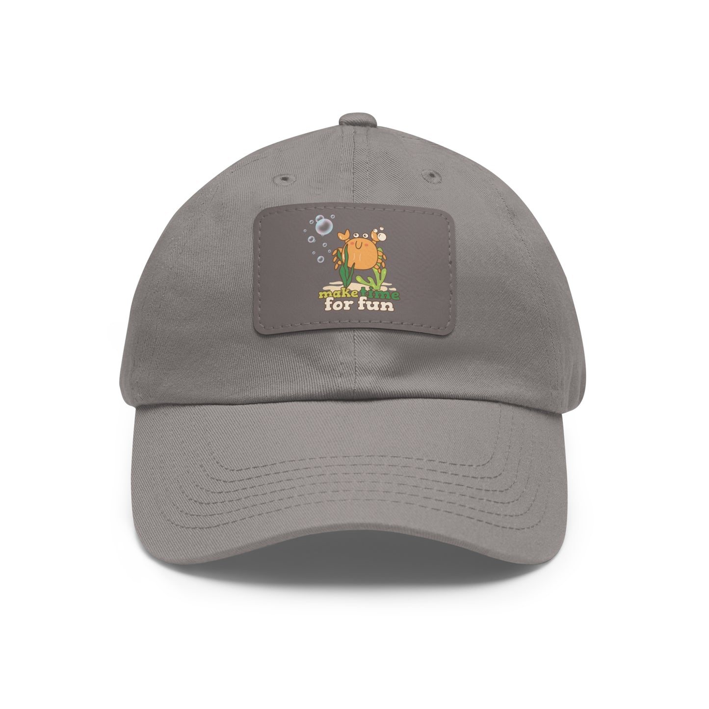 Cartoon crab lllusstration promoting joy and playfulness Dad Hat with Leather Patch (Rectangle)