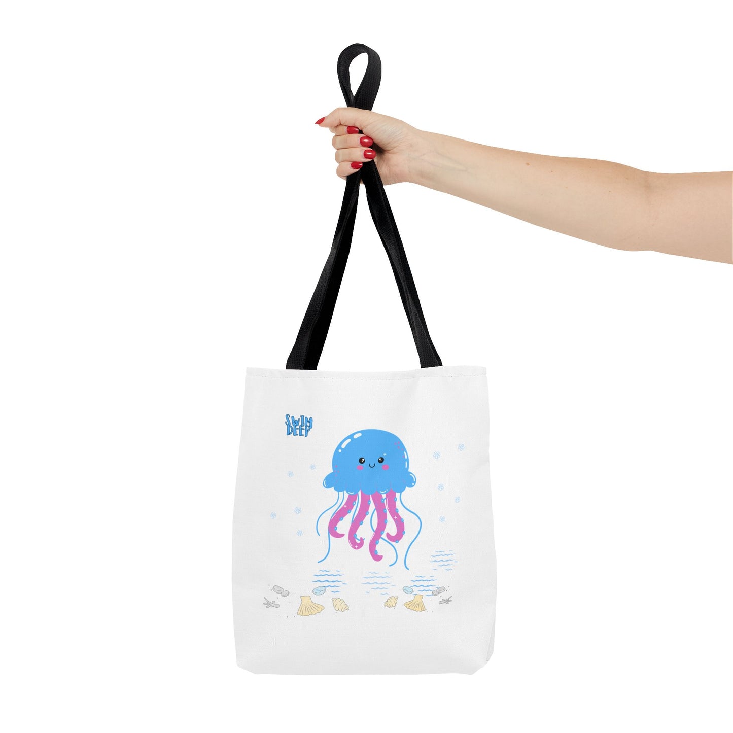 Blue jellyfish with pink tentacles Tote Bag