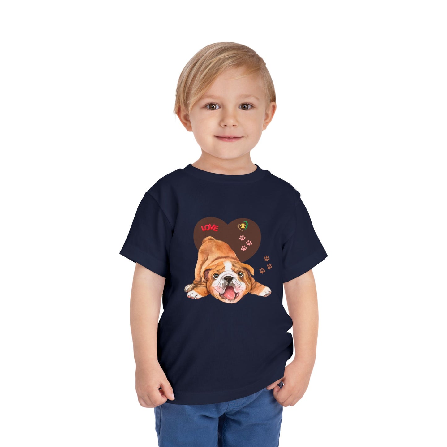 Bulldog Love Toddler Tee - Cute Dog Shirt, Baby Gift, Pet Lover Apparel, Kids Summer Style, Adorable Animal Tee