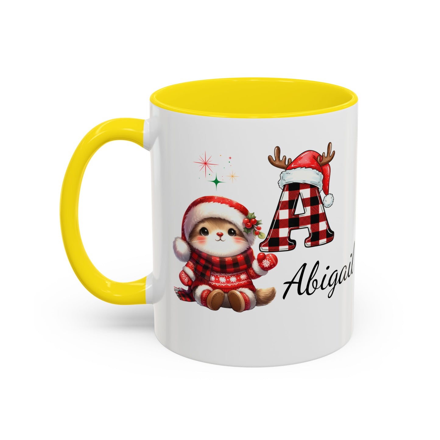 Festive Personalized Coffee Mug, Holiday Gift for Coffee Lovers, Custom Name Mug, Cute Animal Design, Perfect for Christmas