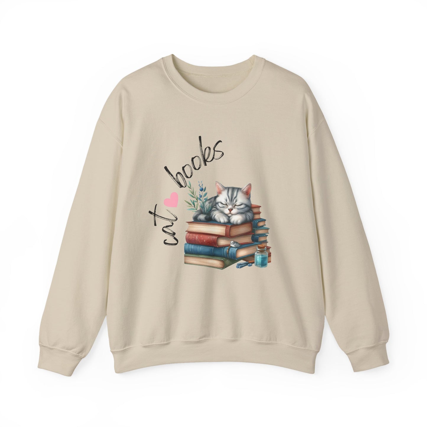 Cozy Cat Lover Crewneck Sweatshirt - Great for Book Lovers, Cat Enthusiasts, Gifts, Casual Wear, Cozy Nights