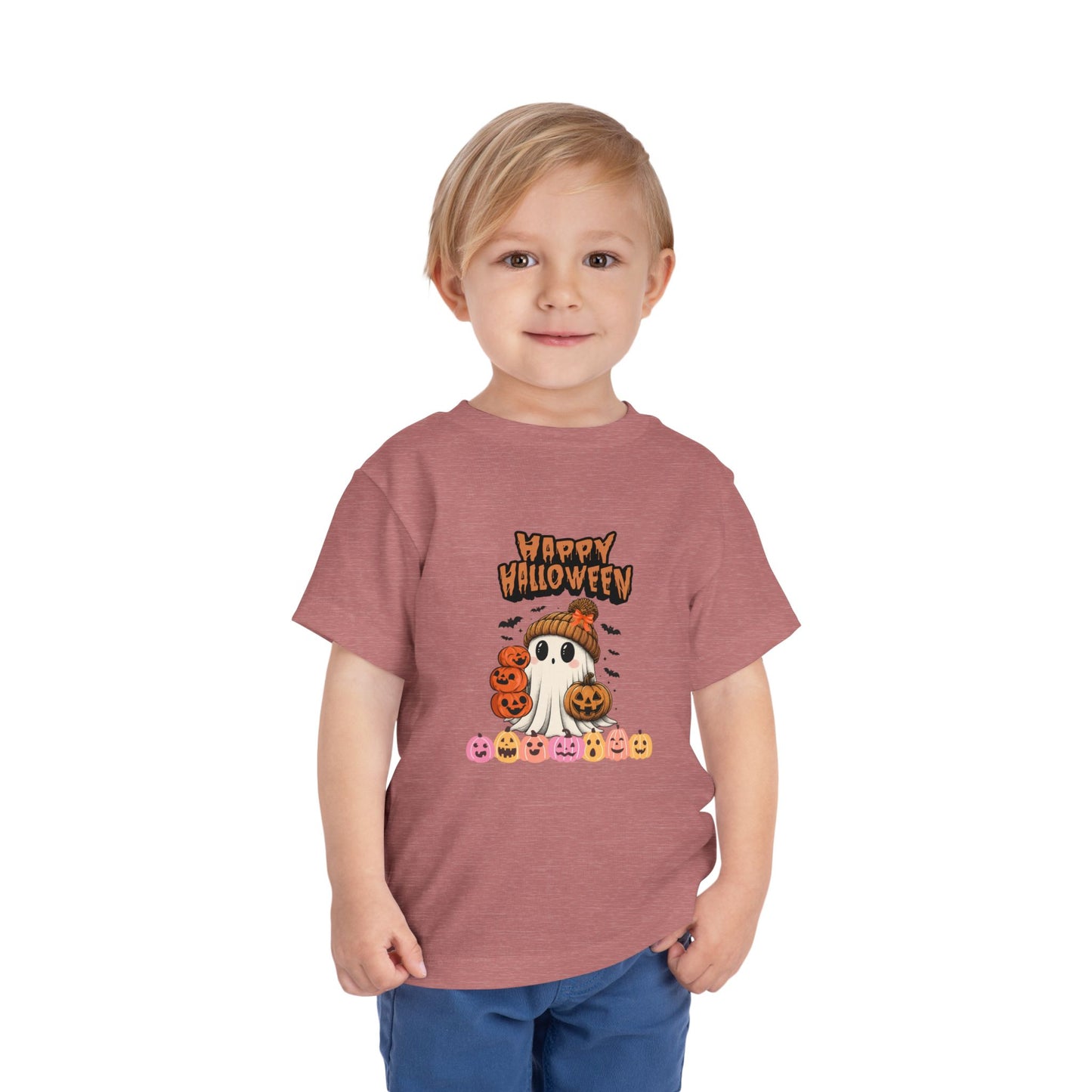 Happy Halloween Toddler Tee, Cute Halloween Shirt, Kids Party Outfit, Trick or Treat Apparel, Fun Ghost Design Toddler T-Shirt