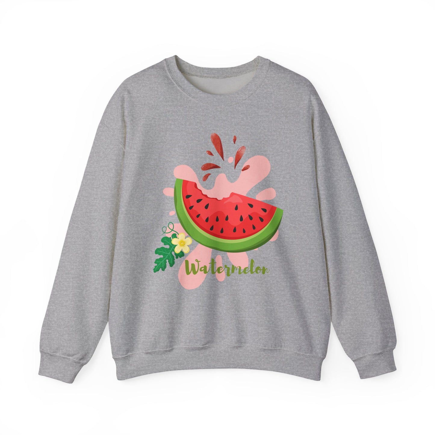Watermelon Splash Unisex Crewneck Sweatshirt, Summer Vibes Sweatshirt, Cute Fruit Apparel, Gift for Friends, Cute Trendy Sweatshirt