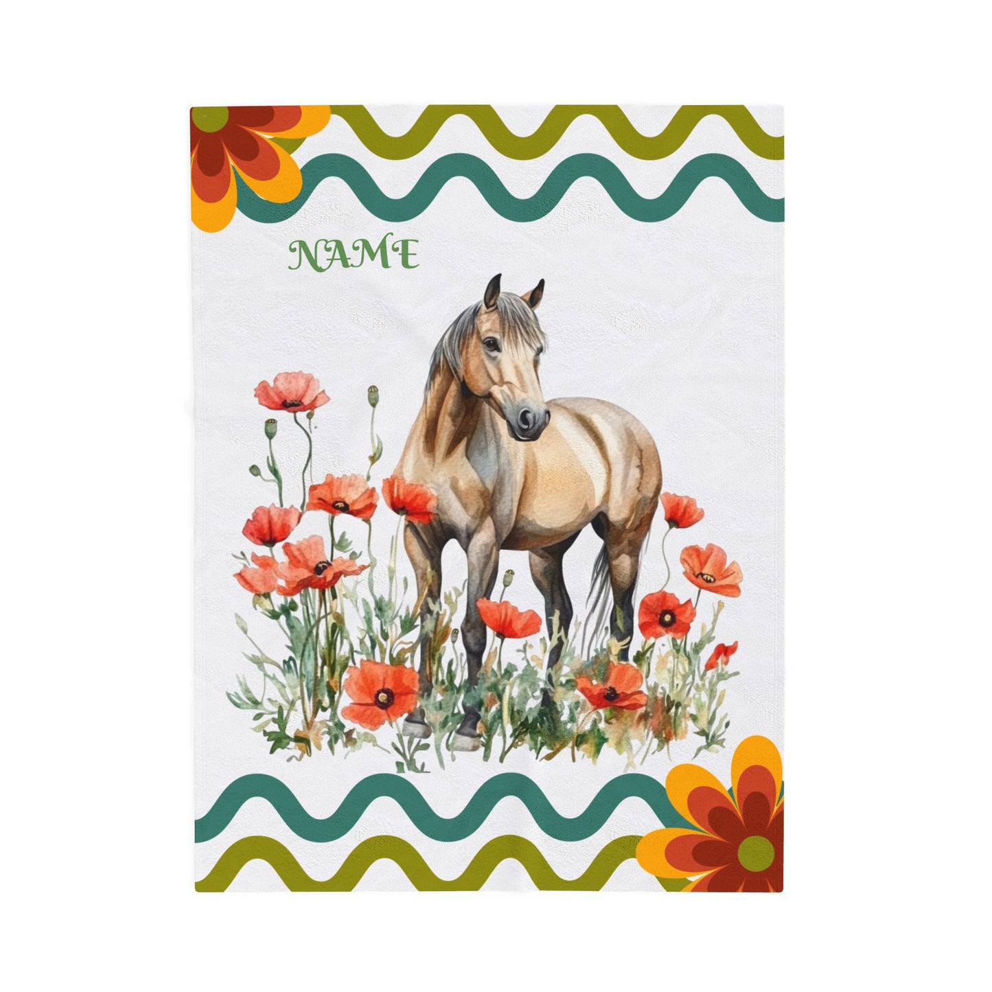 Personalized Horse-Themed Velveteen Plush Blanket, Cozy Throw for Horse Lovers, Warm Gift for Birthdays, Home Decor, Kids' Room