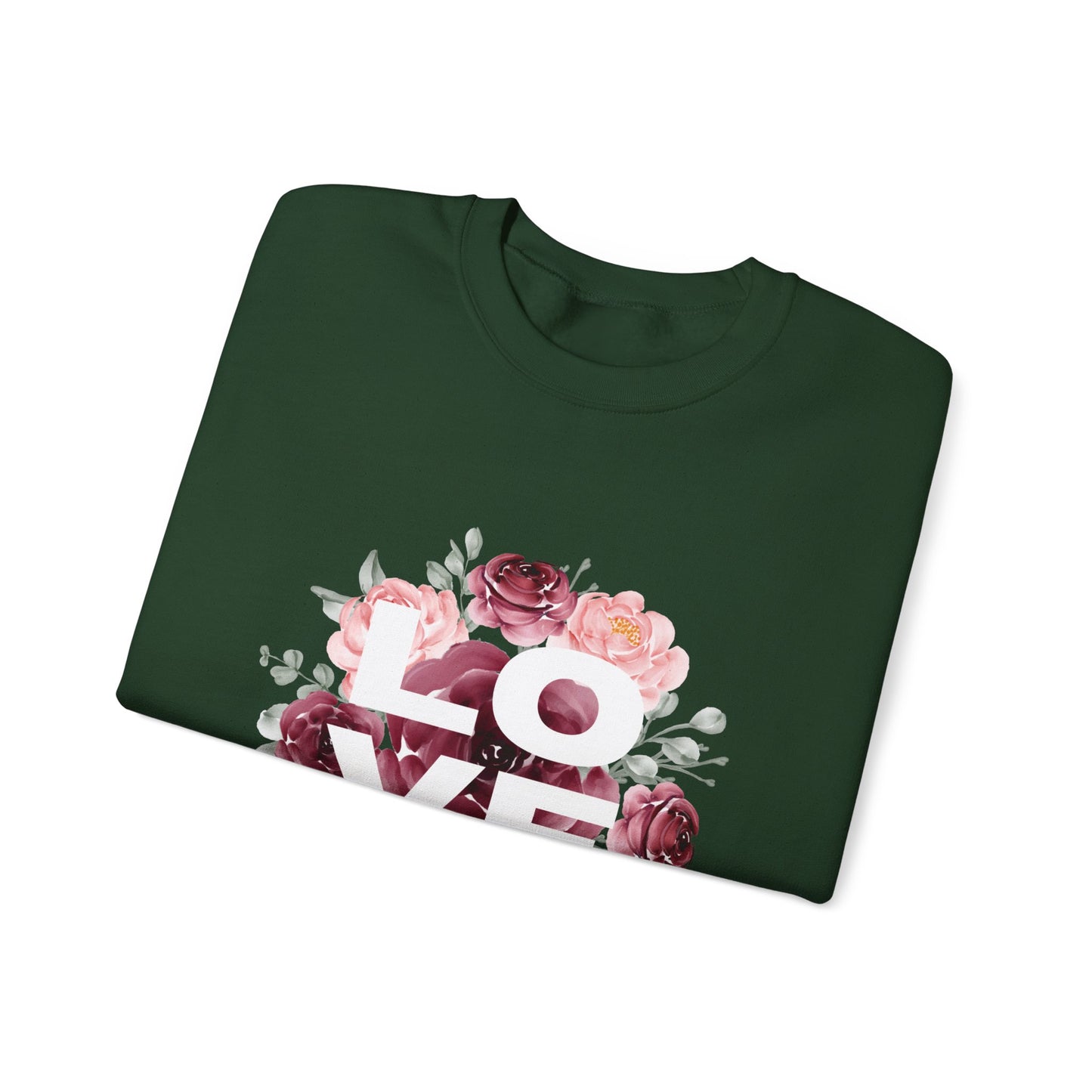 Floral Love Crewneck Sweatshirt | Cozy Unisex Sweatshirt for Valentine's Day, Romantic Gift, Casual Wear, Stylish Layering