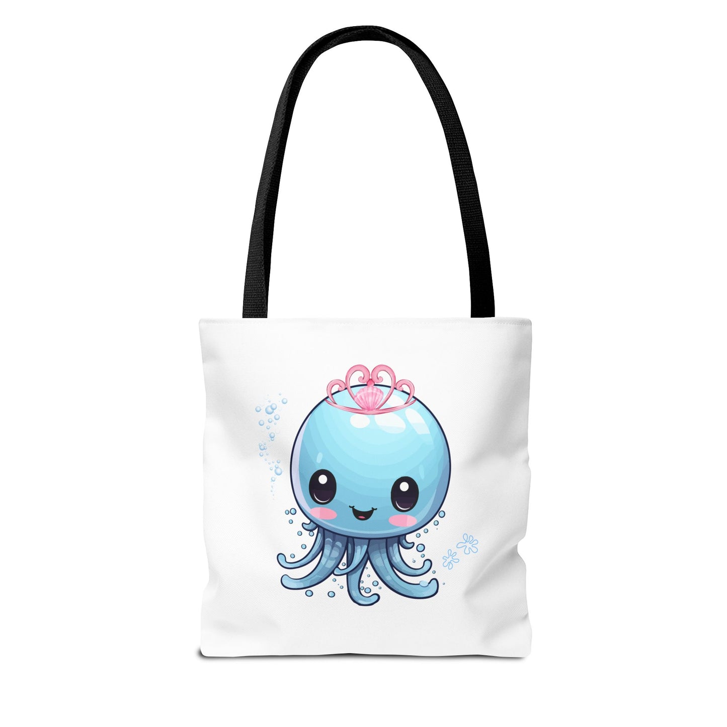 Blue jellyfish with a pink tiara Tote Bag