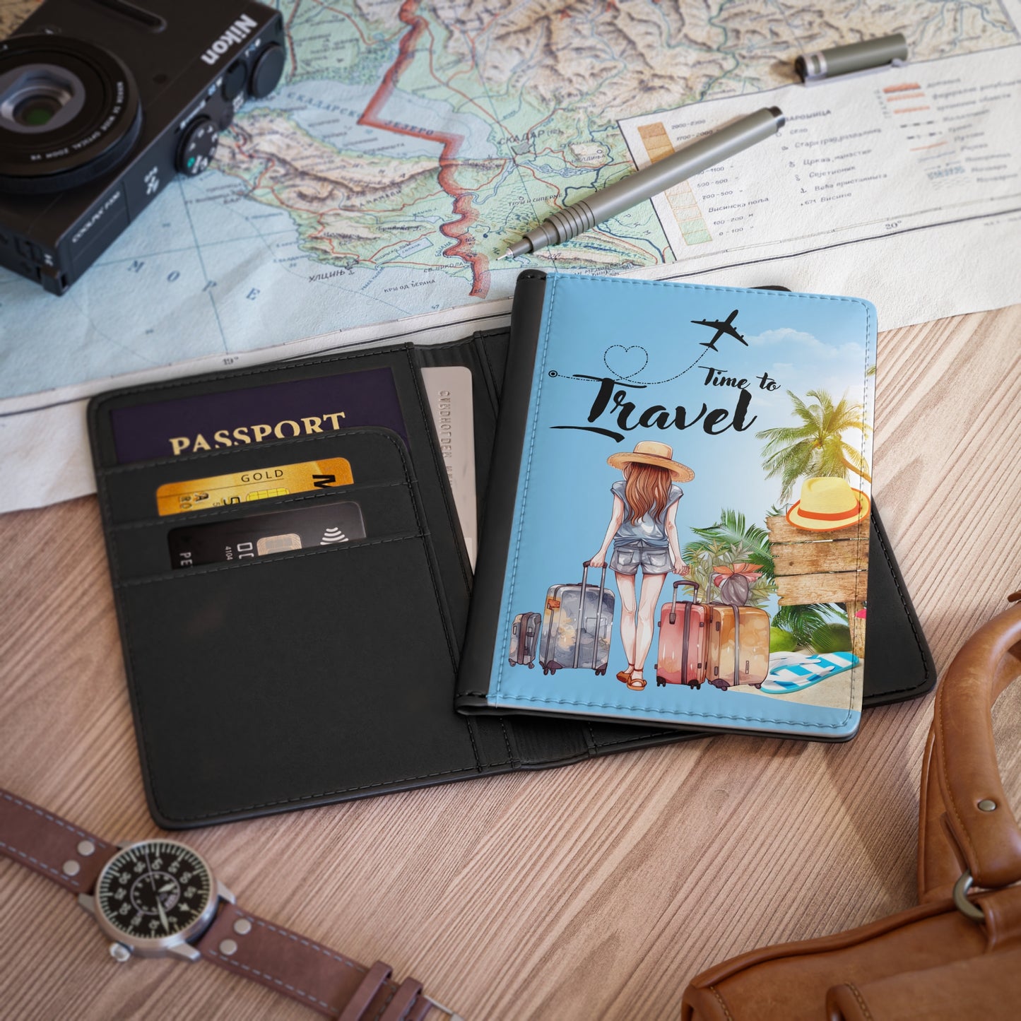 Time to Travel Passport Cover — Beach Vacation Passport Holder