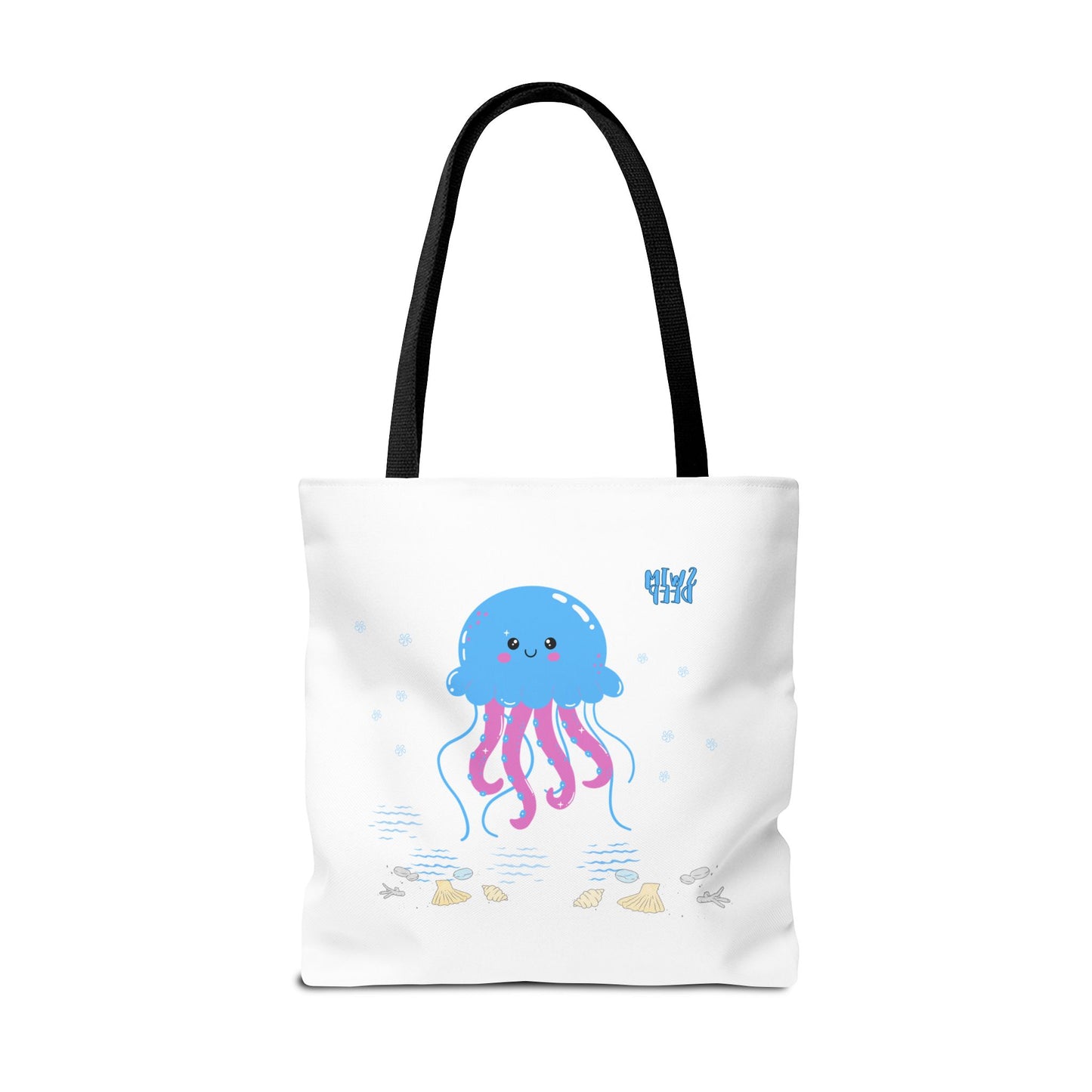 Blue jellyfish with pink tentacles Tote Bag