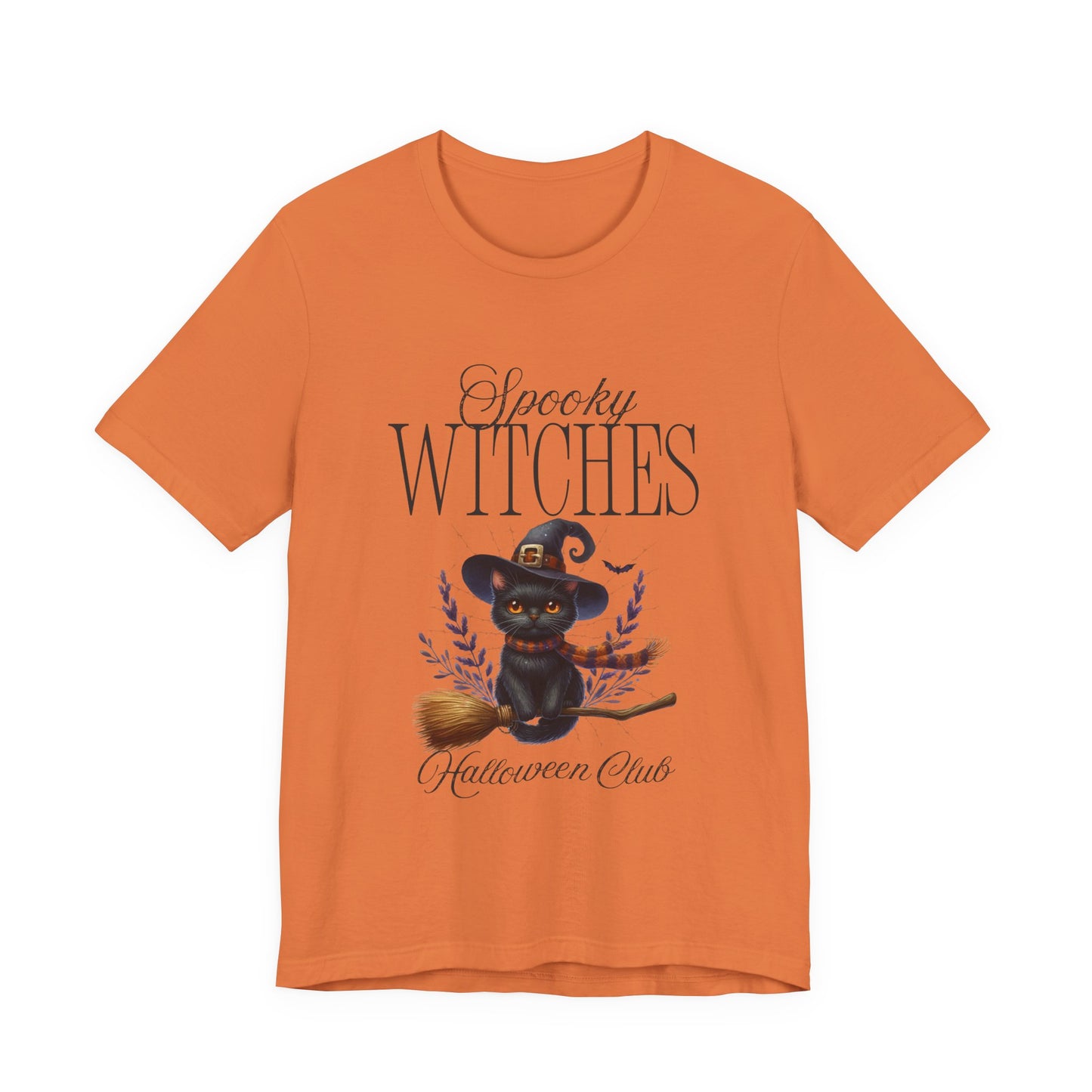 Spooky Witches Halloween Tee, Unisex Short Sleeve Shirt, Witch T-Shirt, Halloween Costume Top, Cat Lovers Gift, Fall Fashion