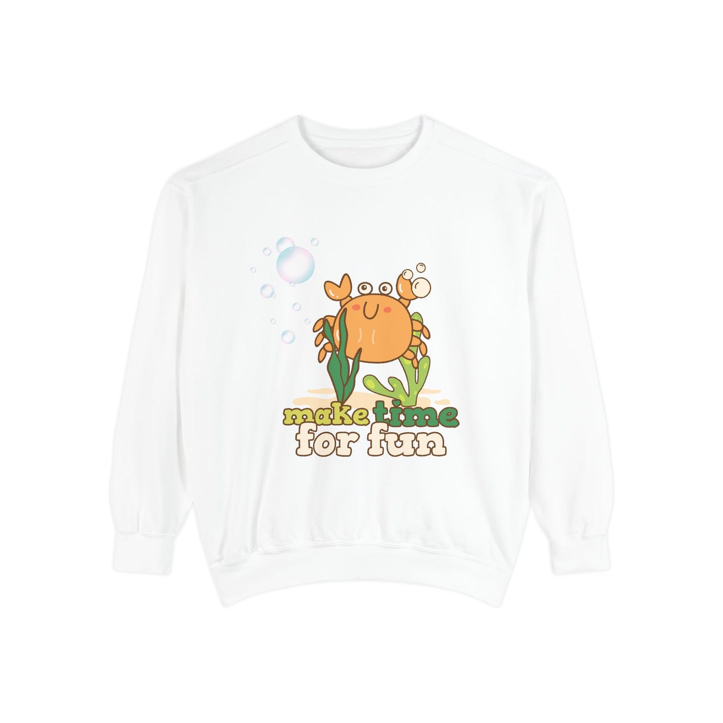 Cartoon crab lllusstration promoting joy and playfulness Unisex Garment-Dyed Sweatshirt