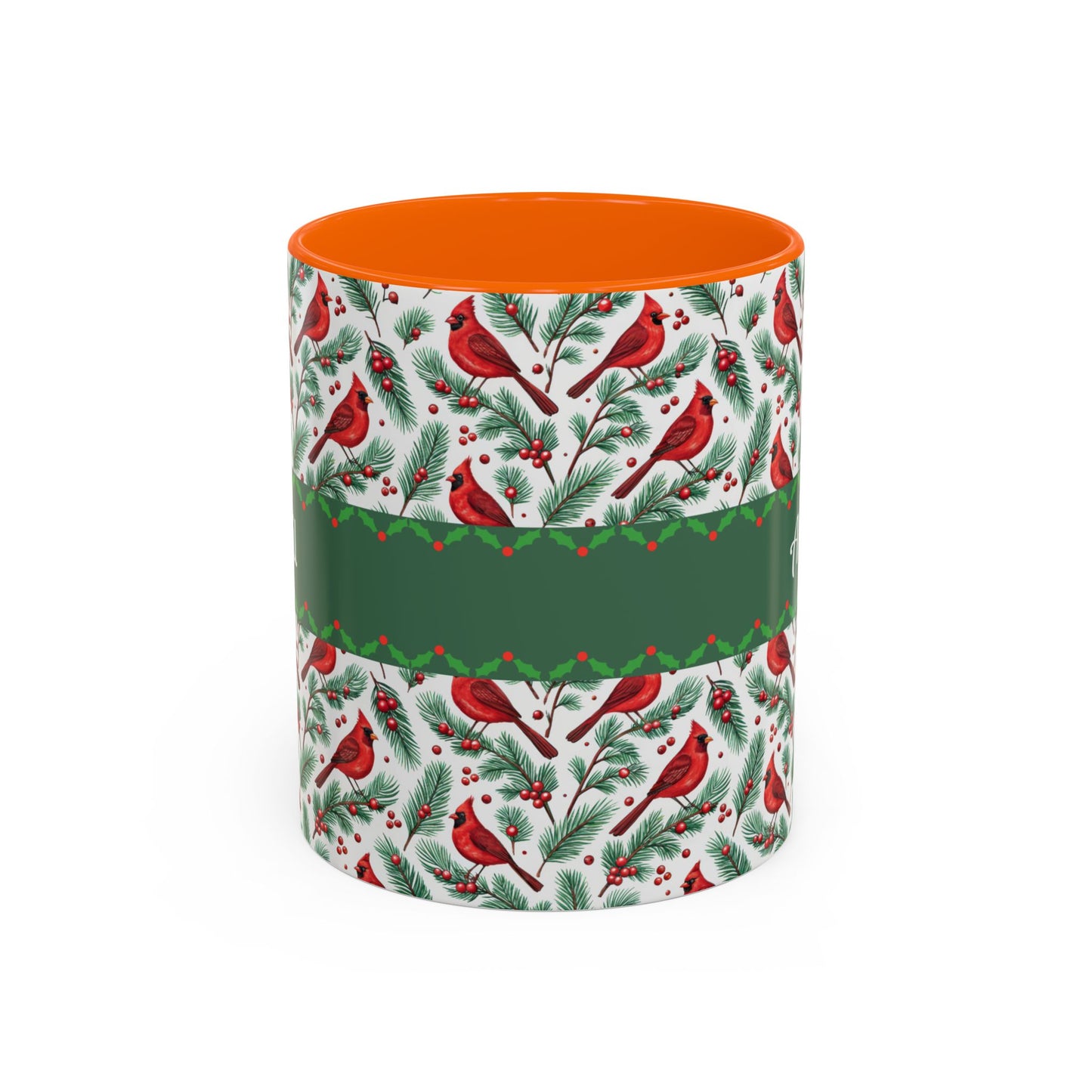 Personalized Holiday Coffee Mug, Festive Cardinal Mug, Custom Name Mug, Christmas Gift, Winter Decor, Drinkware