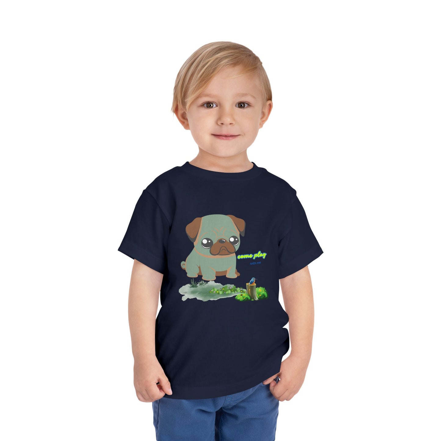 Cute Pug Toddler Tee, Adorable Dog Shirt, Kids Animal Tee, Gift for Dog Lovers, Cute Toddler Clothing, Playful Summer Outfit