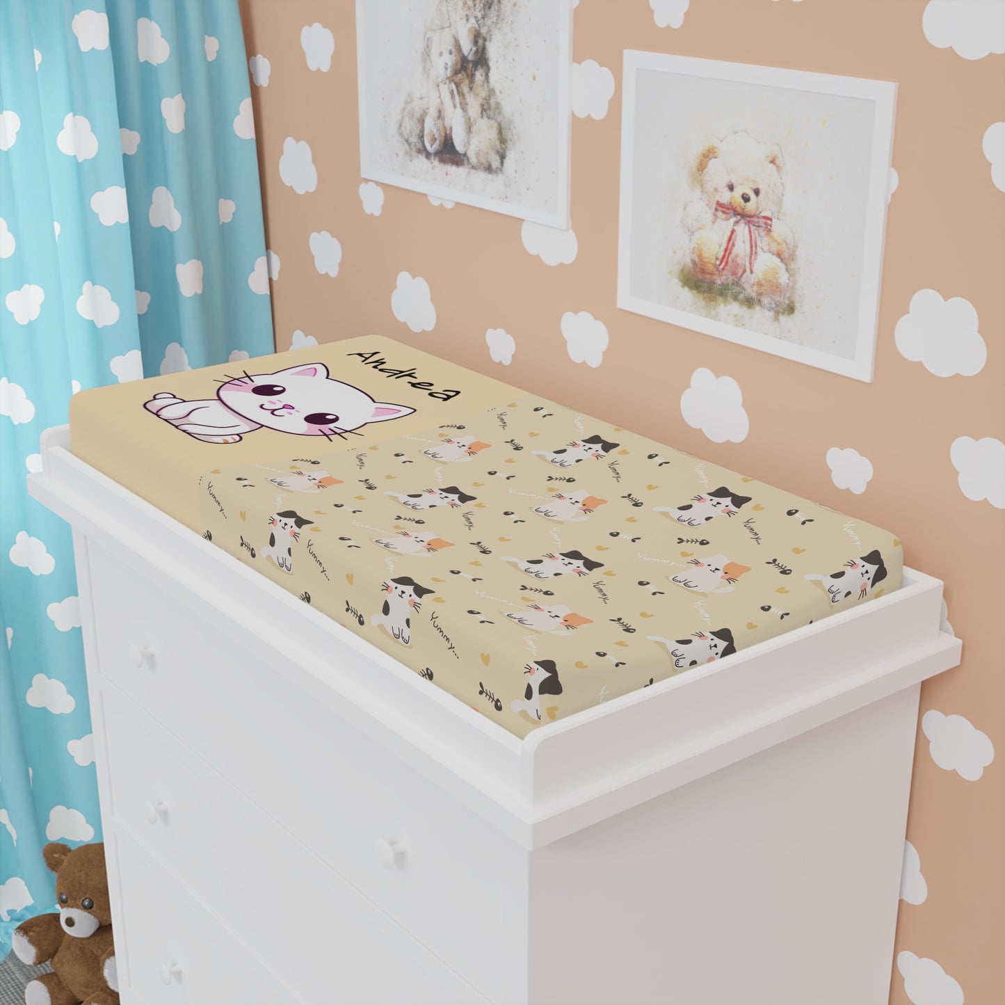 Cute Calico Cats Baby Changing Pad Cover – Personalized Nursery Pad Cover