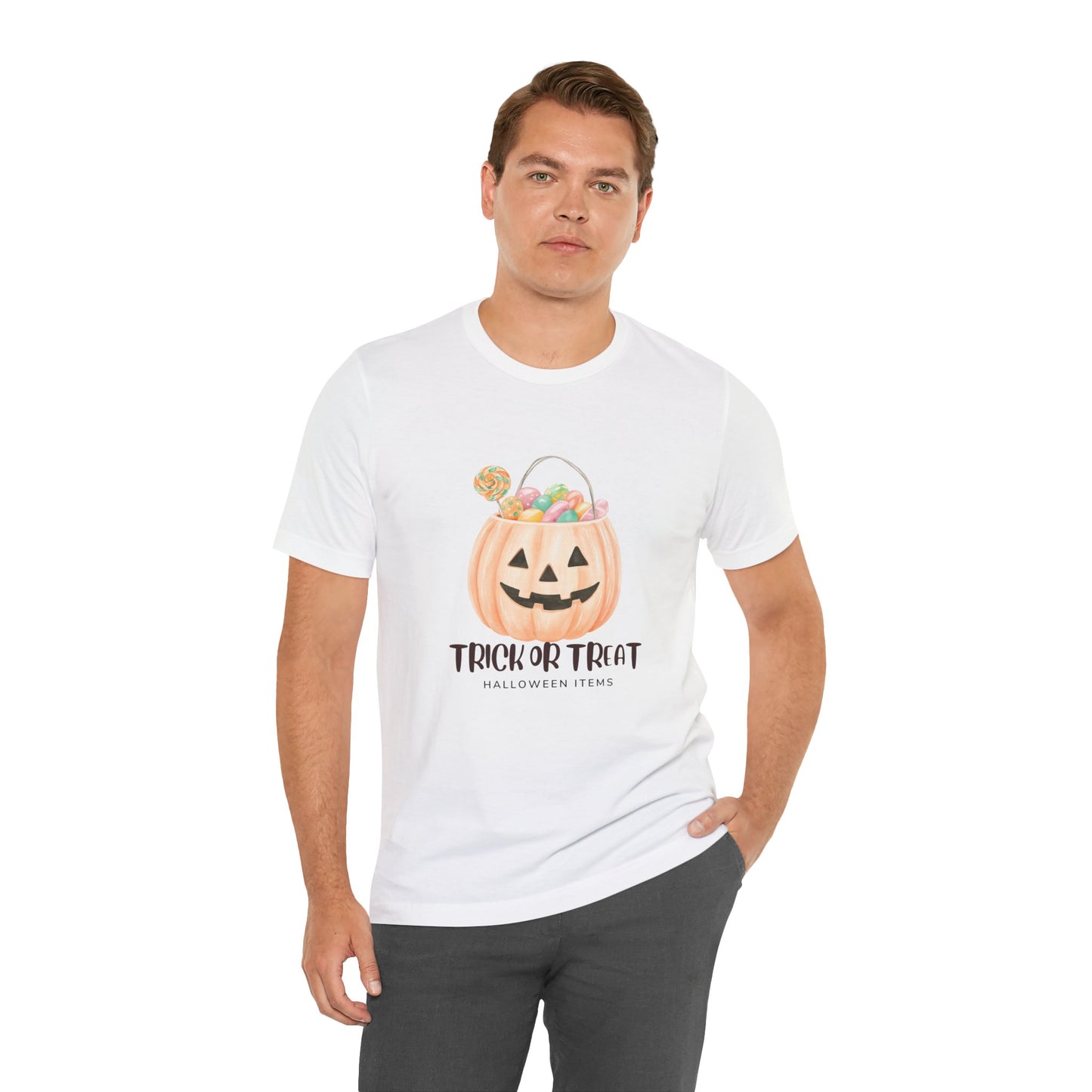 Halloween Trick or Treat T-Shirt, Unisex Graphic Tee, Fall Wardrobe Addition, Perfect for Halloween Parties, Spooky Season Wear