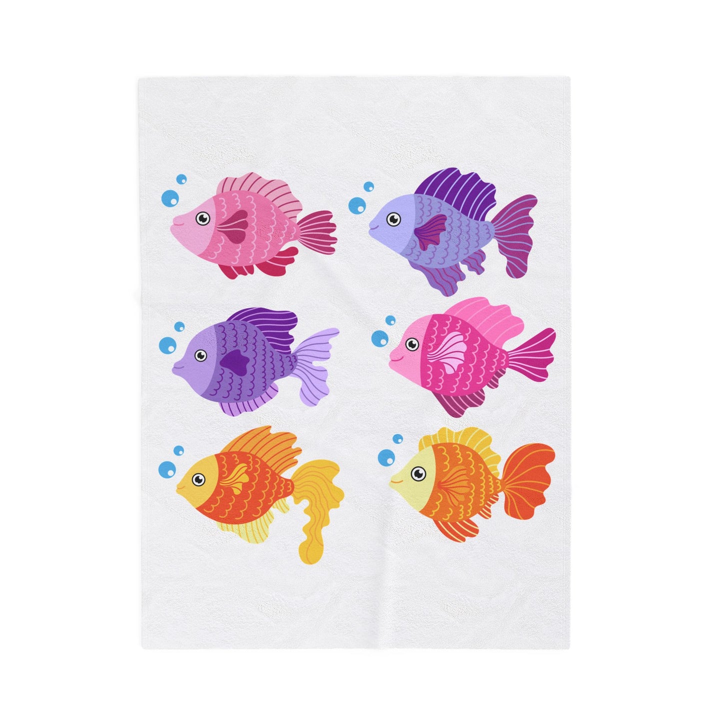 Six fish with cartoonish bubbles Velveteen Plush Blanket