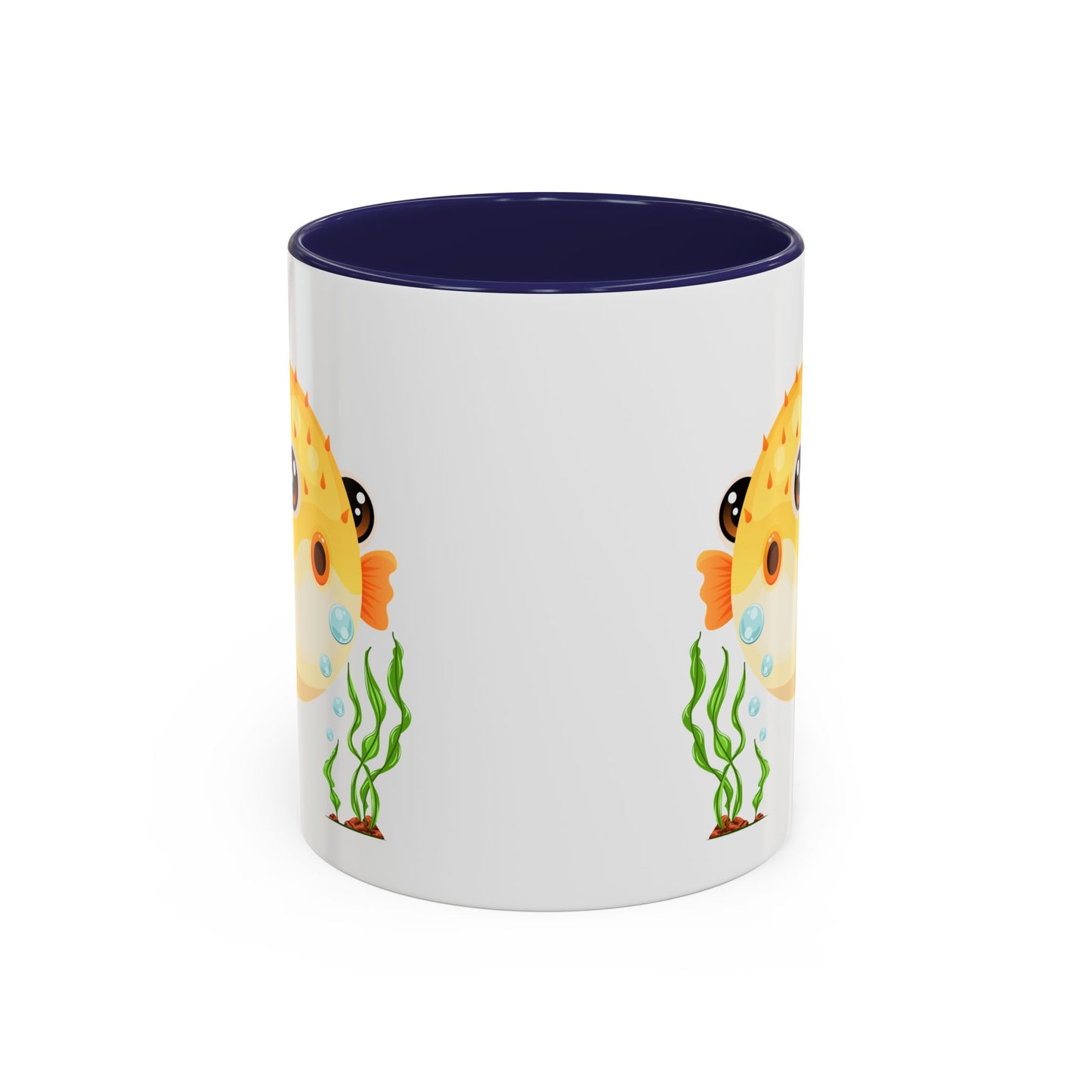 Cartoon Pufferfish with seaweed Coffee Mug