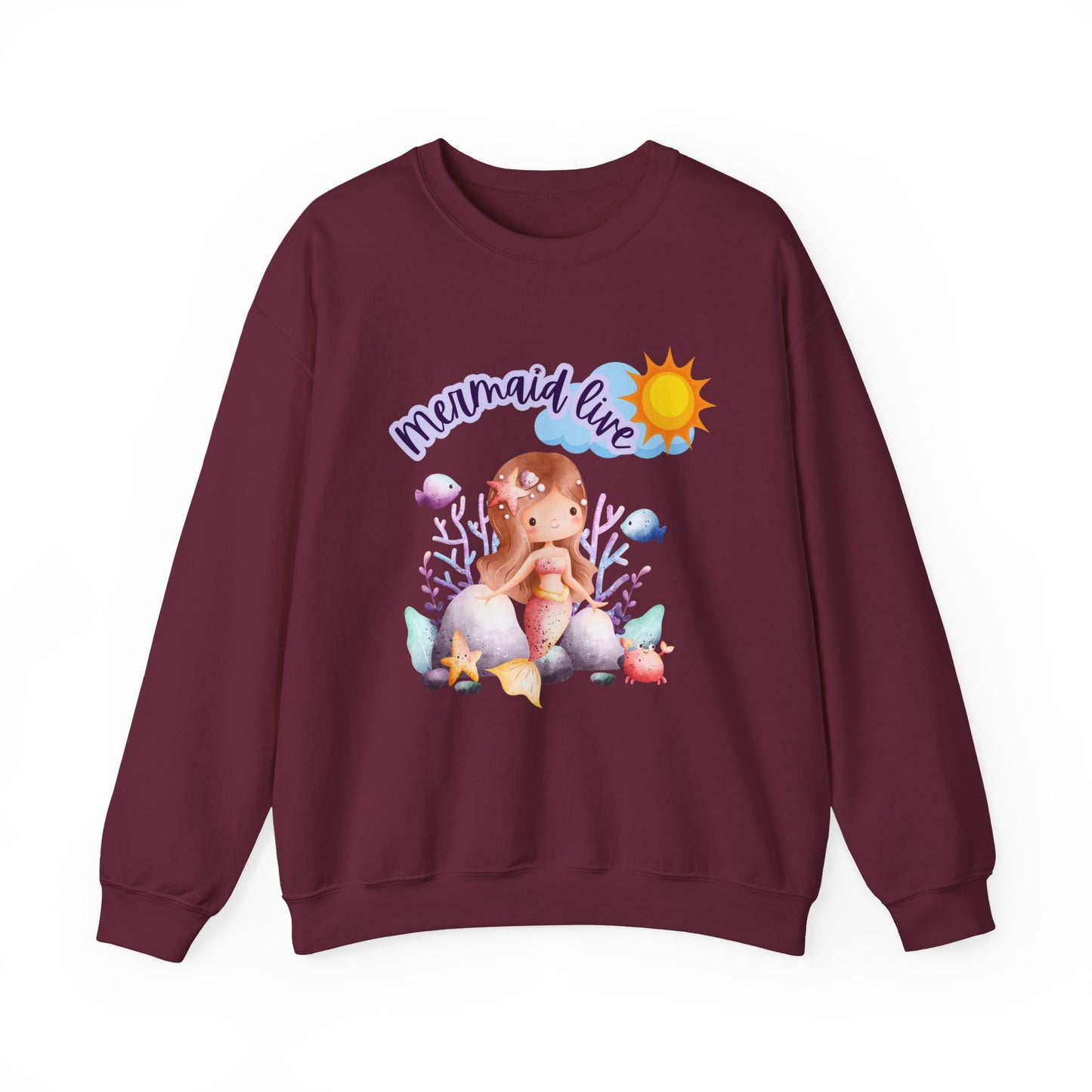 Mermaid Vibes Crewneck Sweatshirt | Cozy Gift for Sea Lovers, Beach Days, Casual Wear, Birthday, Summer