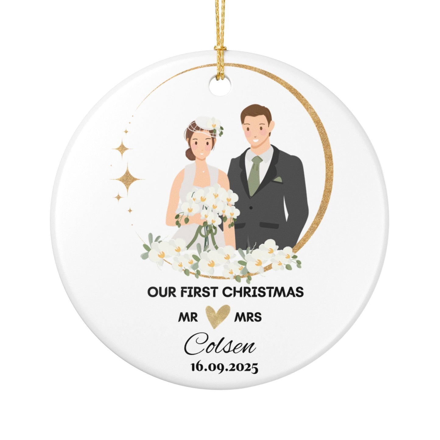 Personalized Wedding Christmas Ornament, Our First Christmas Married, Newlywed Gift,Couples Keepsake, Holiday Decoration