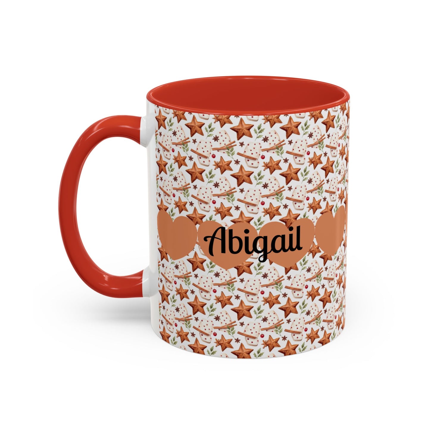 Personalized Accent Coffee Mug - Custom Gift, Floral Design, Heart Motif, Perfect for Birthdays, Anniversaries, Holidays