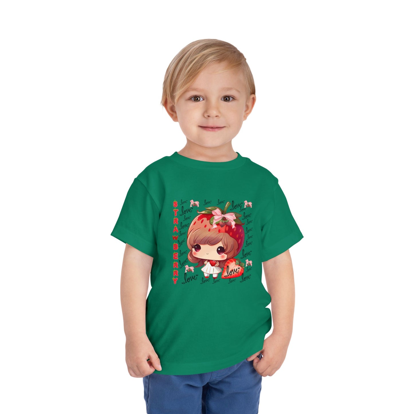Cute Strawberry Love Toddler Tee, Baby Summer Shirt, Kids Gift, Fruit Graphic Tee, Toddler Outfit, Birthday Gift