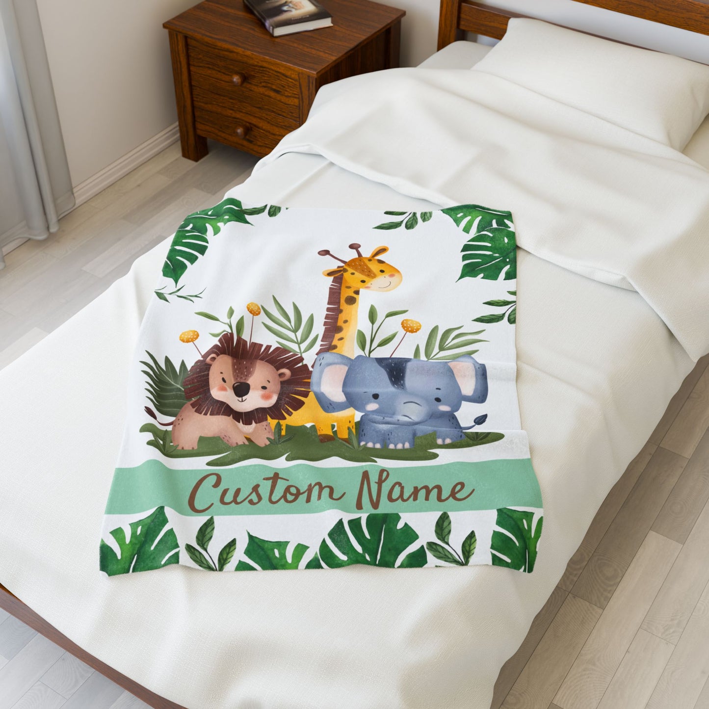 Custom Velveteen Plush Blanket for Kids, Personalized Baby Gifts, Nursery Decor, Soft Animal Theme, Perfect for Baby Showers
