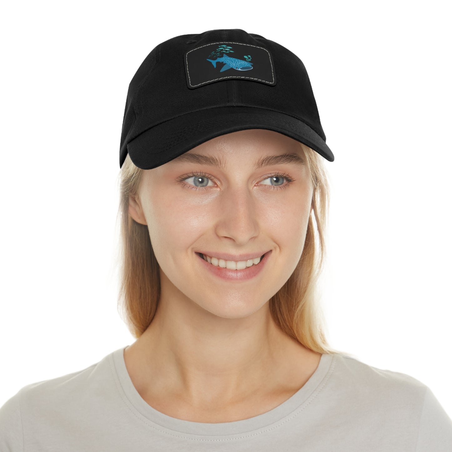 Whale Shark school of fish and buddles Dad Hat with Leather Patch (Rectangle)