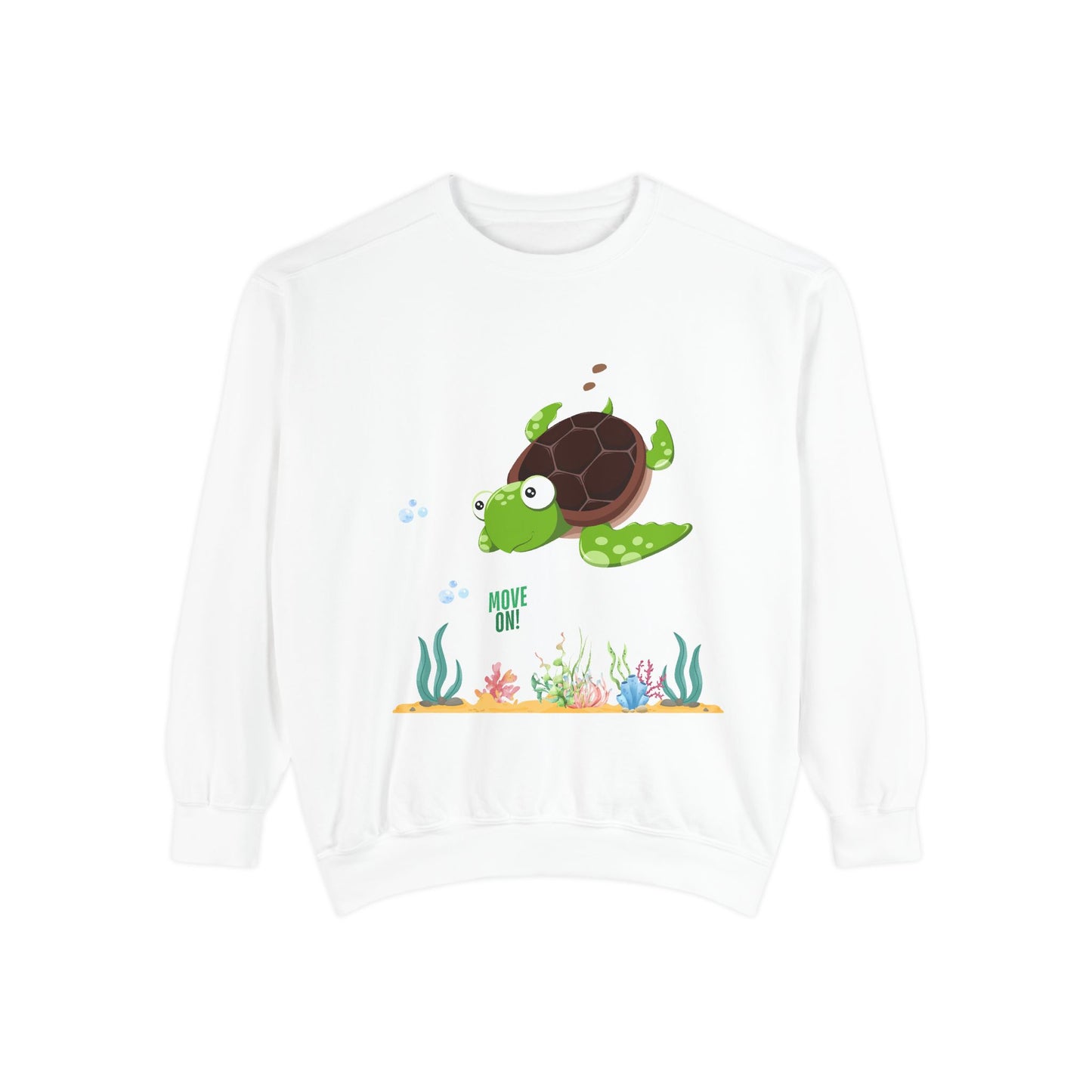 Turtle with seaweed and bubble Unisex Garment-Dyed Sweatshirt