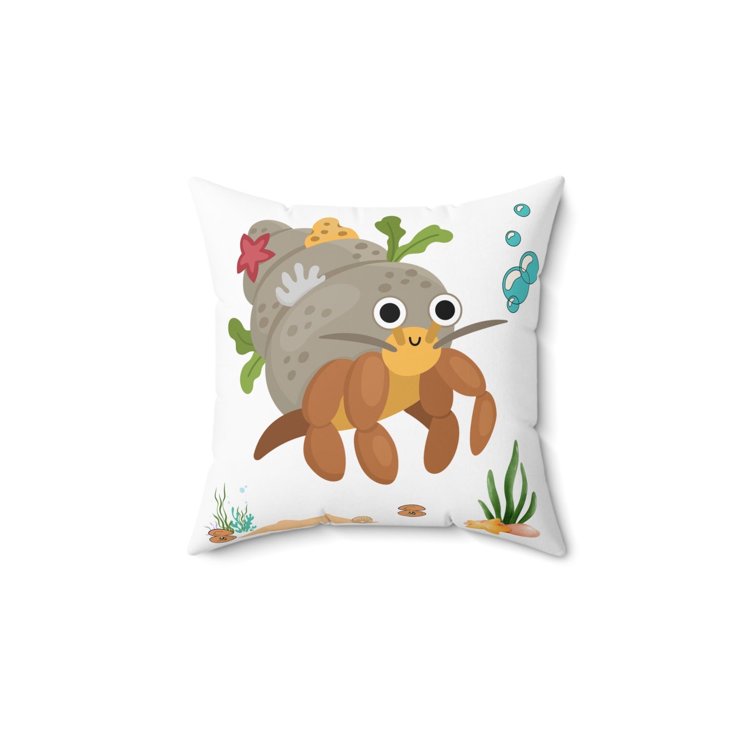 Hermit crab with shell underwater Spun Polyester Square Pillow