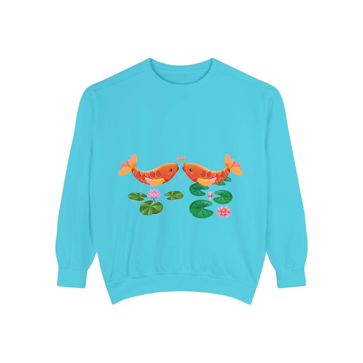 Golden koi fish with lotus flowers Unisex Garment-Dyed Sweatshirt