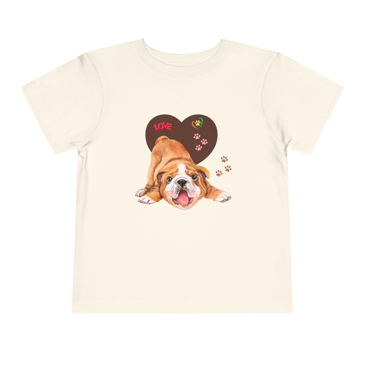 Bulldog Love Toddler Tee - Cute Dog Shirt, Baby Gift, Pet Lover Apparel, Kids Summer Style, Adorable Animal Tee