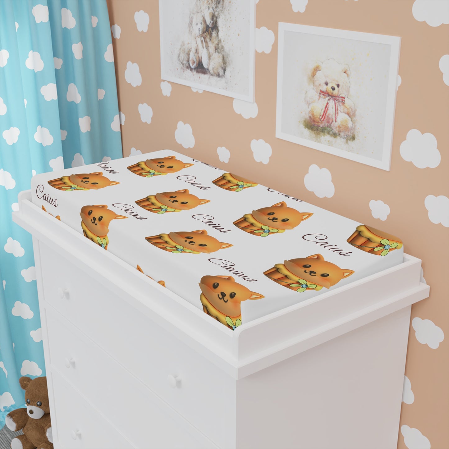 Cat Pancake Baby Changing Pad Cover — Cute Kawaii Nursery Accessory