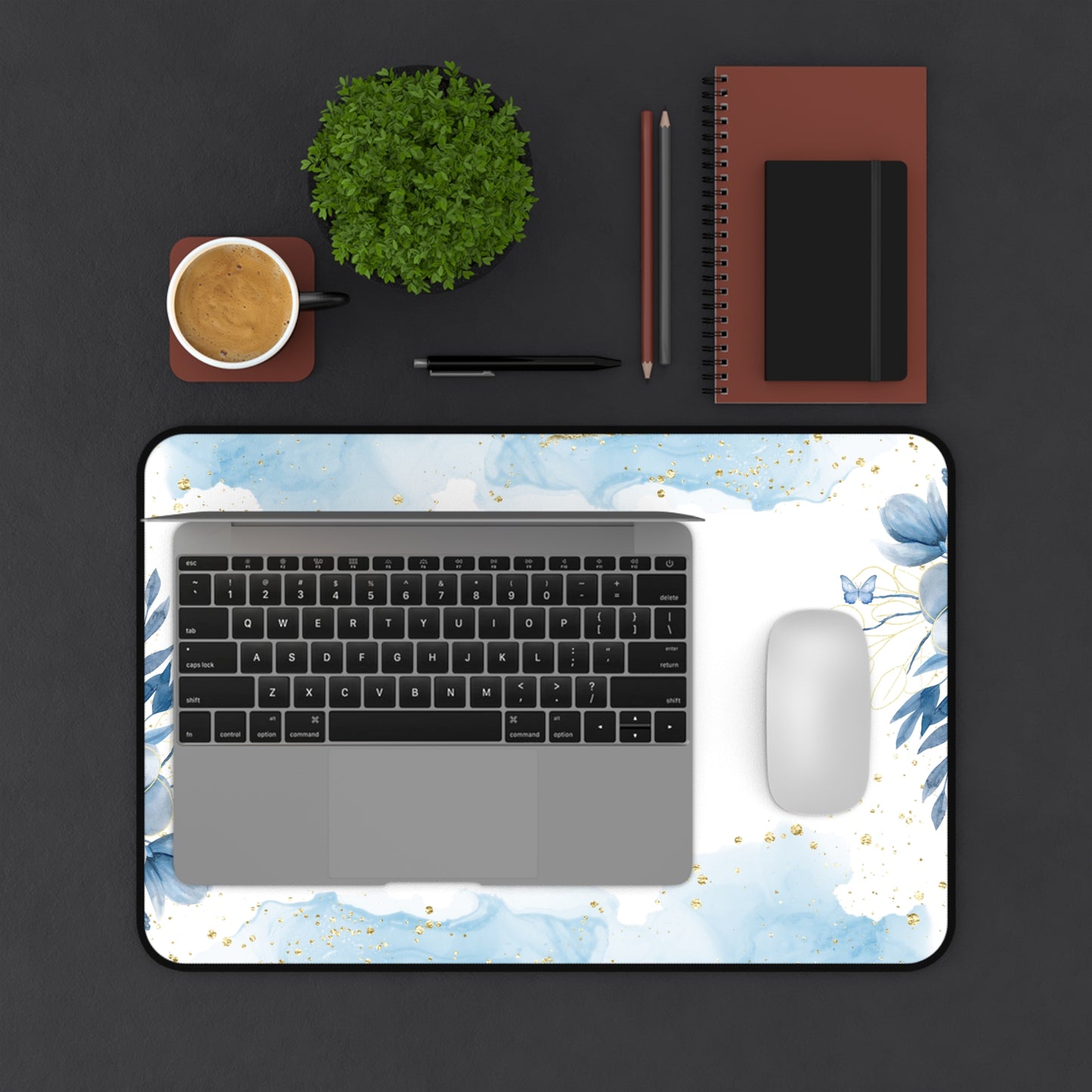 Personalized Desk Mat with Elegant Floral Design, Custom Mouse Pad, Office Decor, Gift for Her, Home Office Accessory