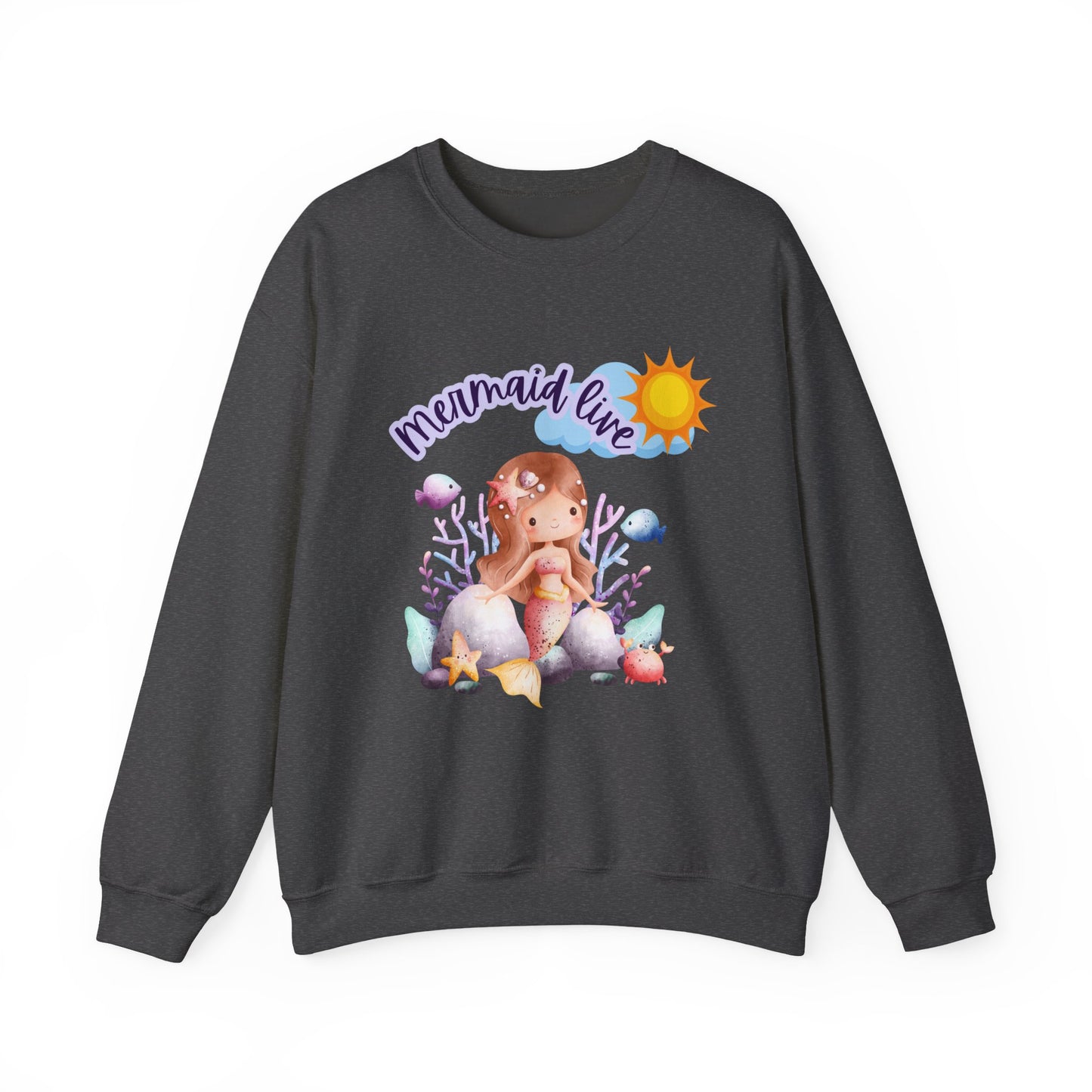 Mermaid Vibes Crewneck Sweatshirt | Cozy Gift for Sea Lovers, Beach Days, Casual Wear, Birthday, Summer