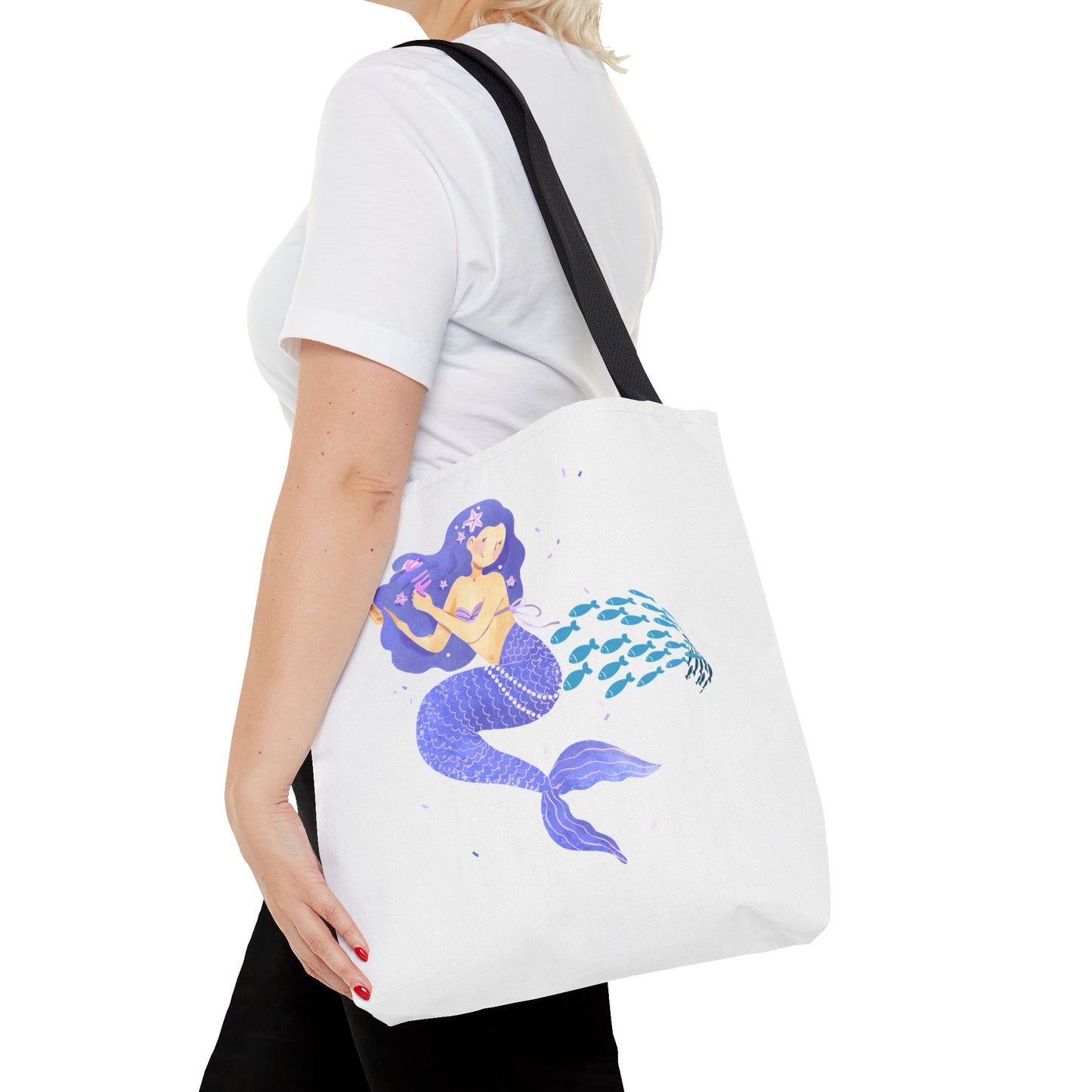 The mermaid and her school fish Tote Bag