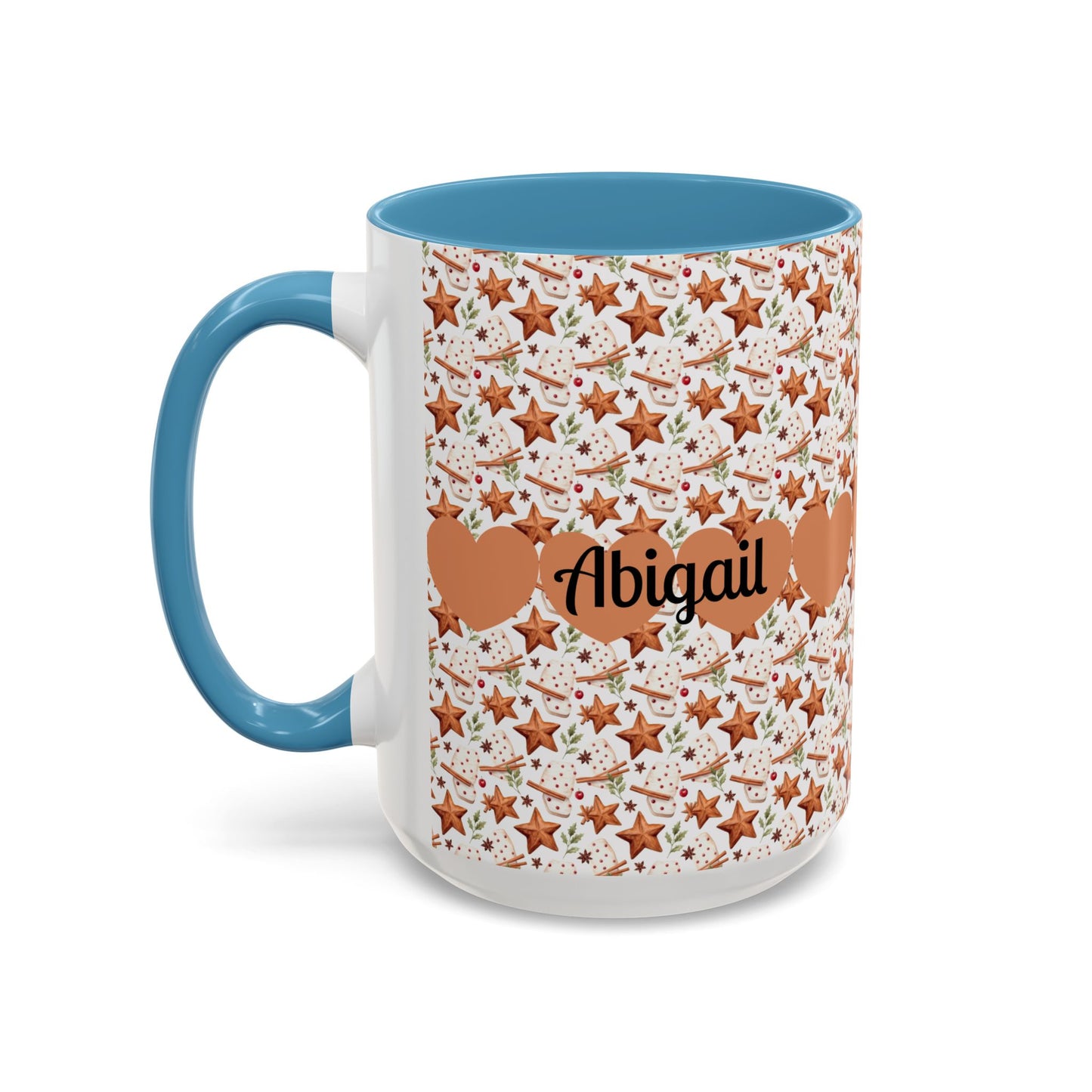 Personalized Accent Coffee Mug - Custom Gift, Floral Design, Heart Motif, Perfect for Birthdays, Anniversaries, Holidays