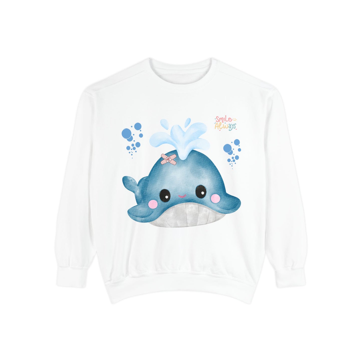 Whale with a bandage and bubble Unisex Garment-Dyed Sweatshirt