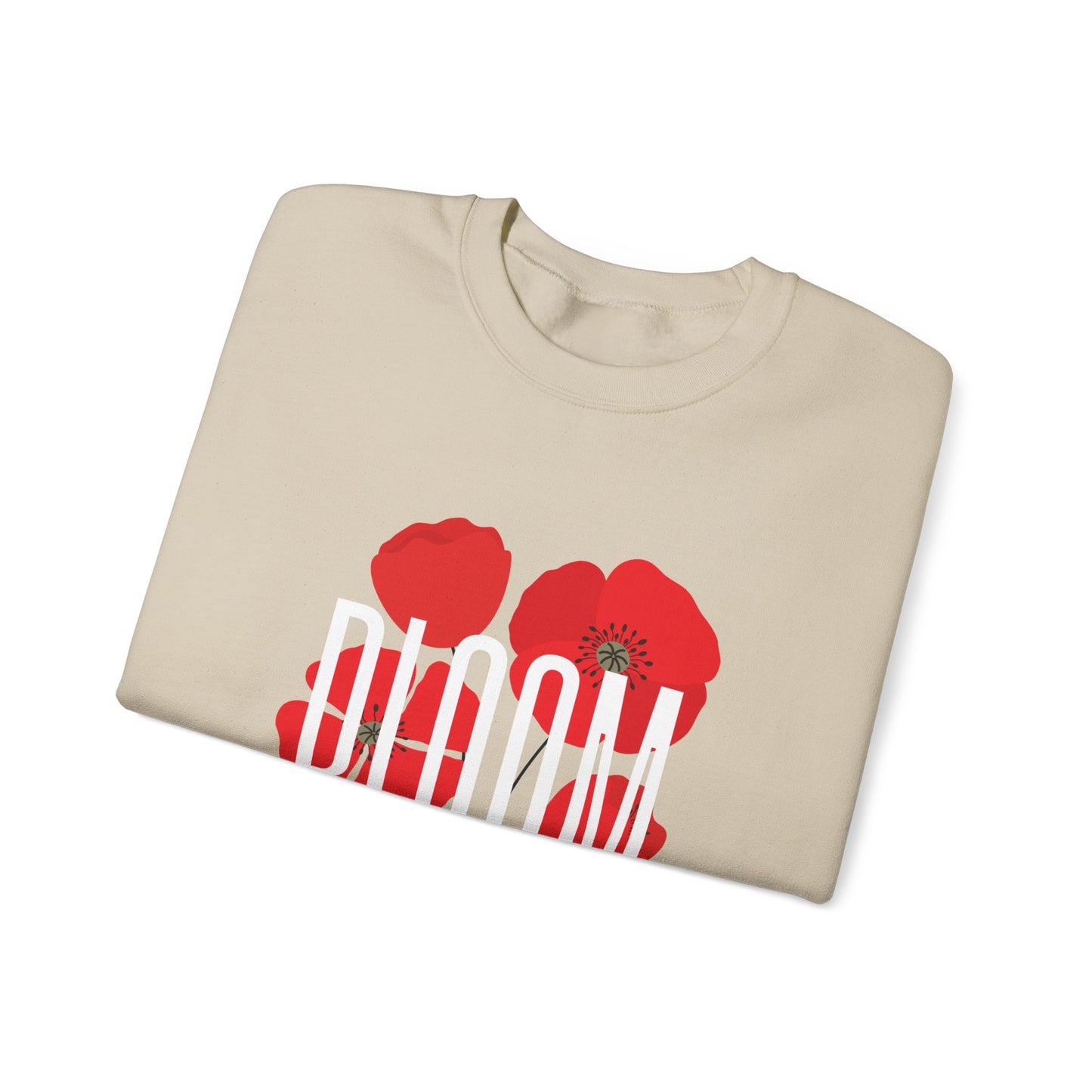 Bloom Poppy Sweatshirt, Casual Unisex Crewneck, Gift for Nature Lovers, Spring Fashion, Floral Sweatshirt, Botanical Gift