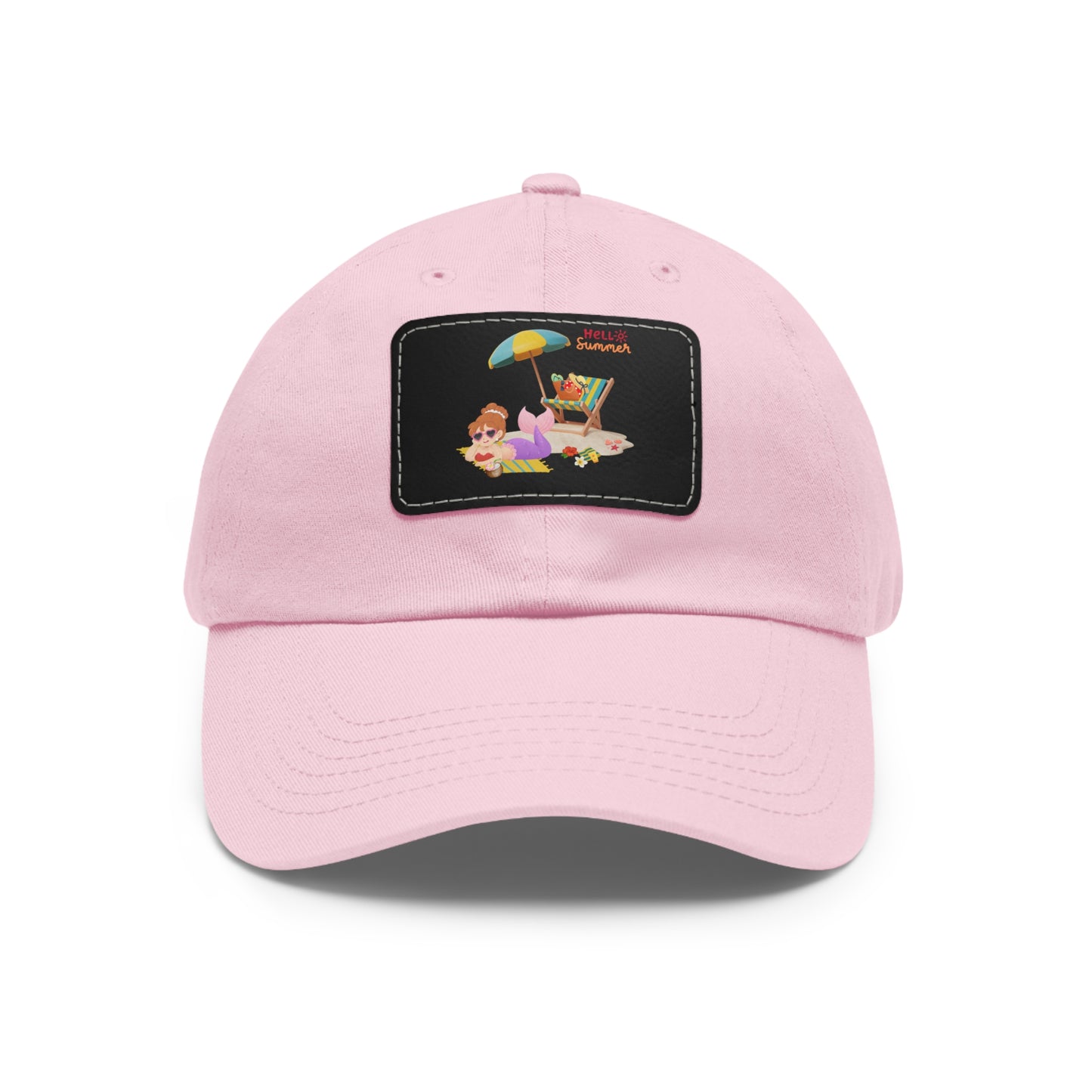 Mermaid lounging on a beach towel Dad Hat with Leather Patch (Rectangle)