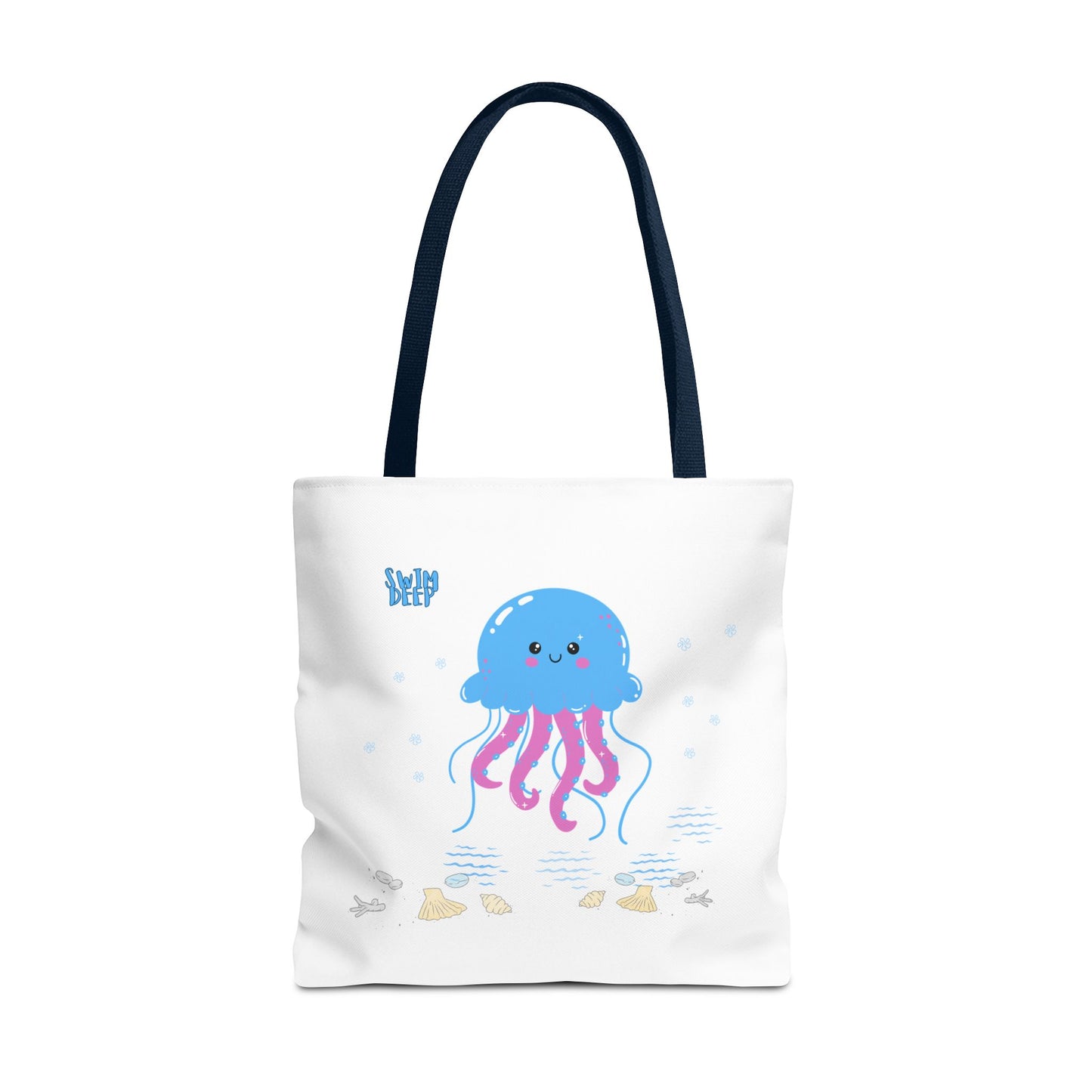 Blue jellyfish with pink tentacles Tote Bag