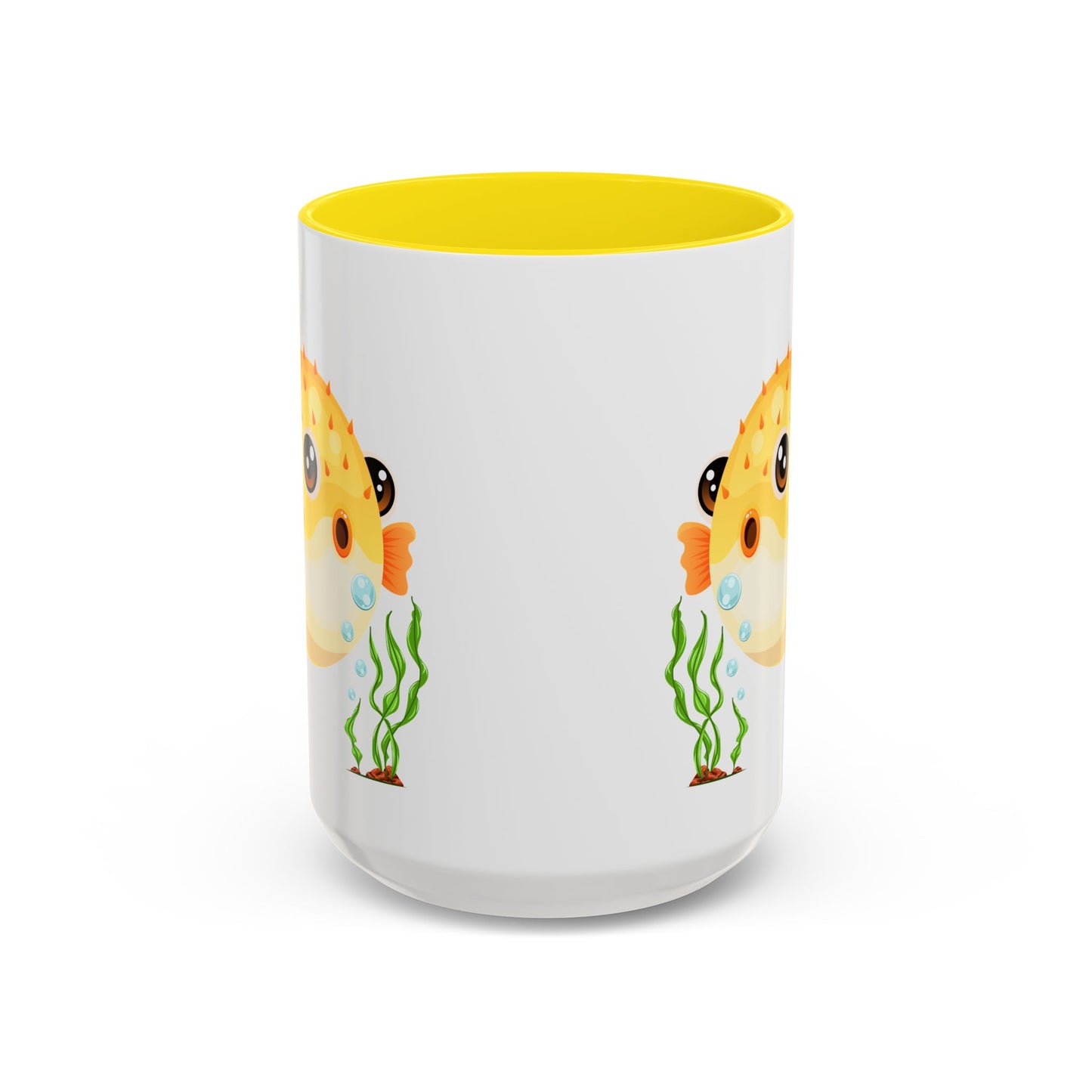Cartoon Pufferfish with seaweed Coffee Mug