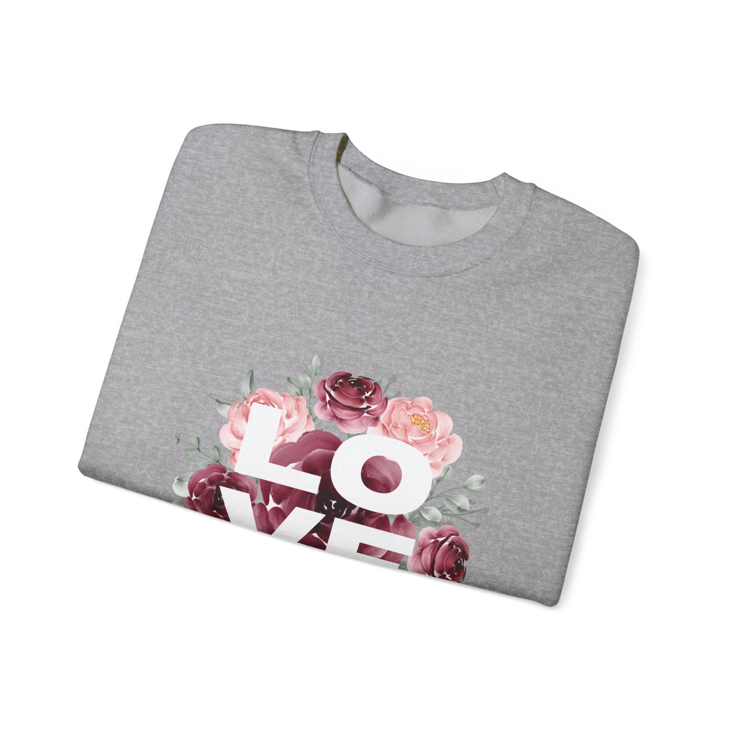 Floral Love Crewneck Sweatshirt | Cozy Unisex Sweatshirt for Valentine's Day, Romantic Gift, Casual Wear, Stylish Layering