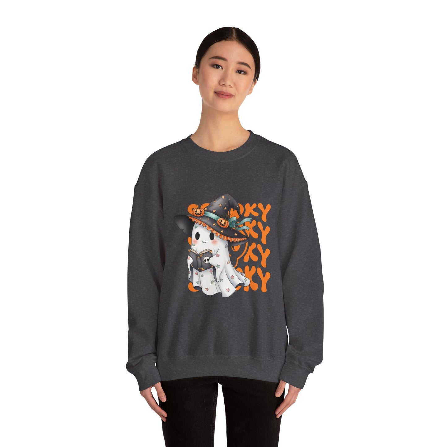Halloween Ghost Sweatshirt, Cozy Sweatshirt, Fall Fashion, Unisex Crewneck, Spooky Season Apparel, Halloween Gift