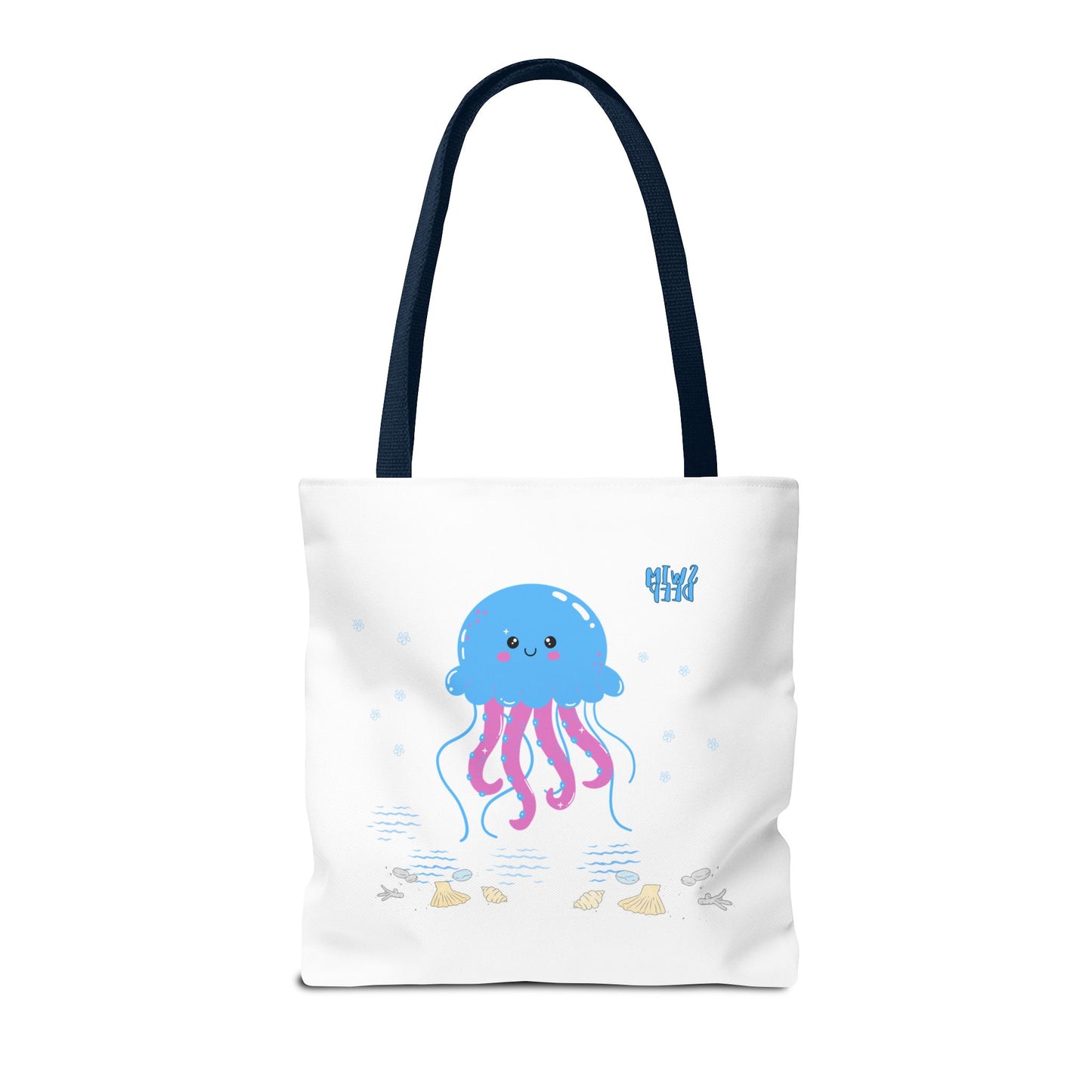 Blue jellyfish with pink tentacles Tote Bag