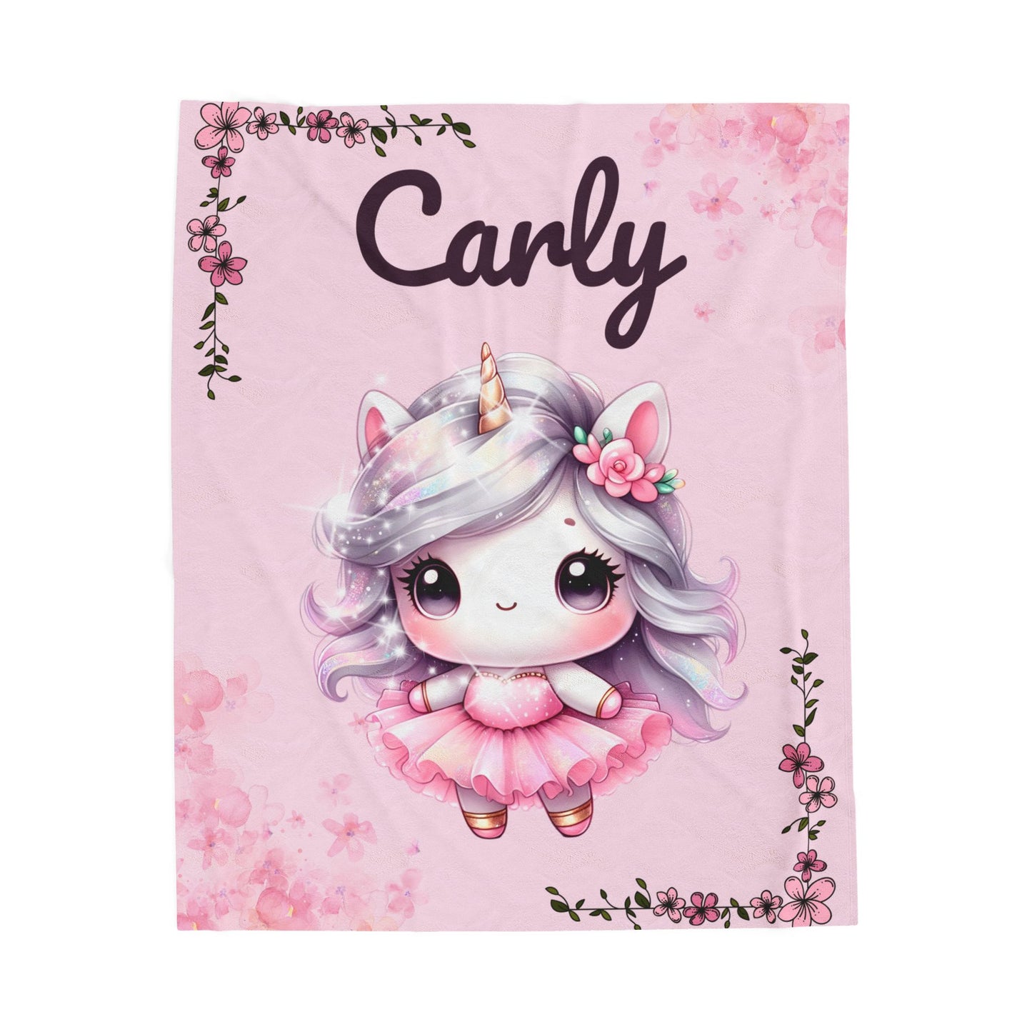 Customized Unicorn Velveteen Plush Blanket, Kid's Gift, Nursery Decor, Cozy Throw, Personalized Blanket, Birthday Present