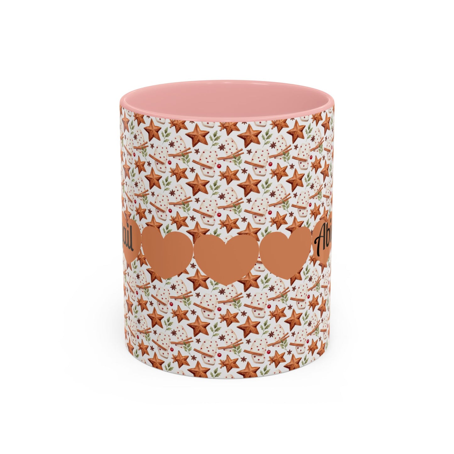 Personalized Accent Coffee Mug - Custom Gift, Floral Design, Heart Motif, Perfect for Birthdays, Anniversaries, Holidays