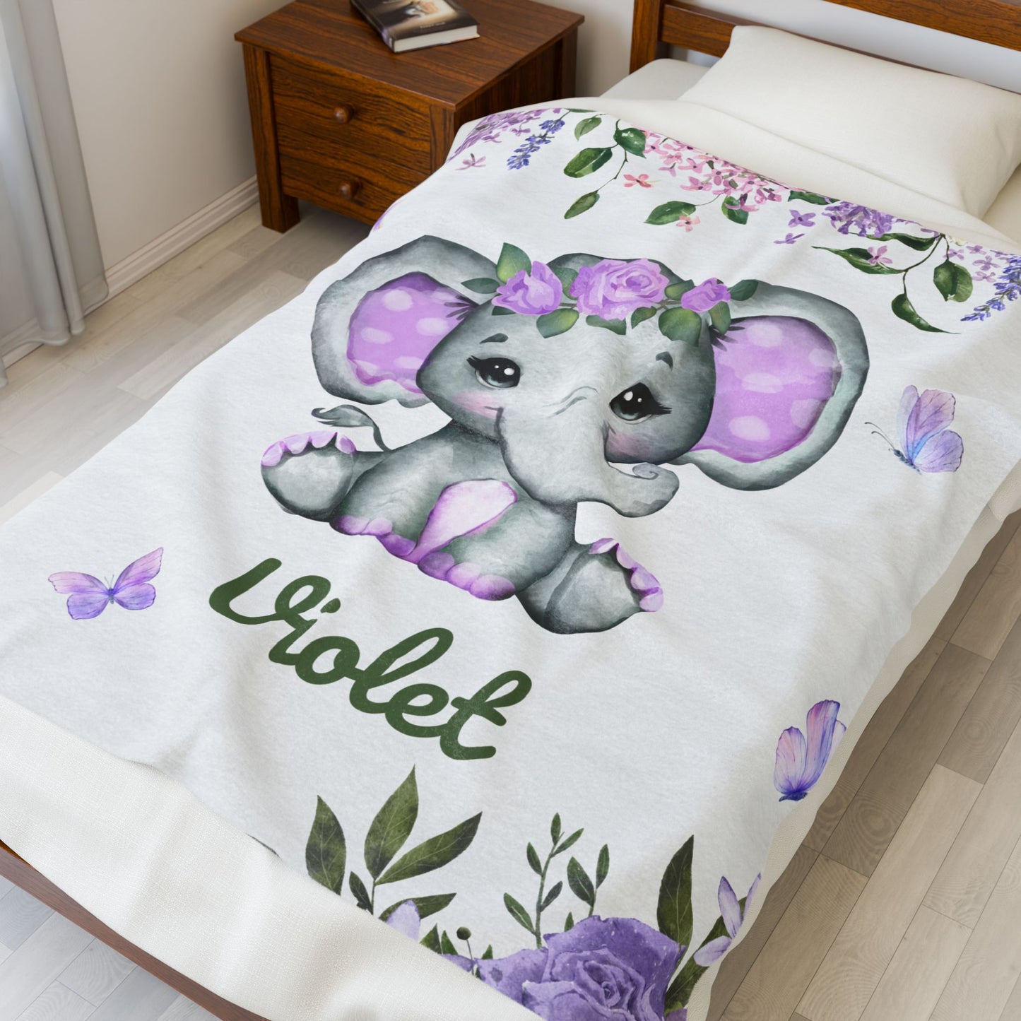 Adorable Elephant Plush Blanket for Kids, Personalized Baby Blanket, Nursery Decor, Soft Comfy Gifts, Toddler Comforter