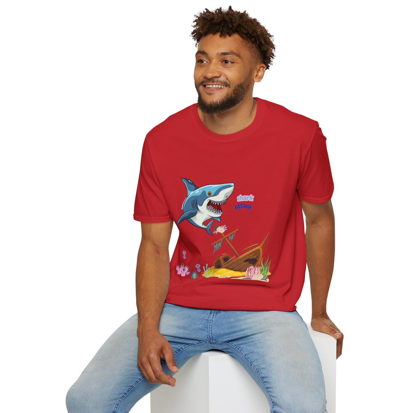 Shark Attack Graphic T-Shirt, Fun Summer Tee, Beach Vacation Top, Gift for Ocean Lovers, Marine Life Apparel