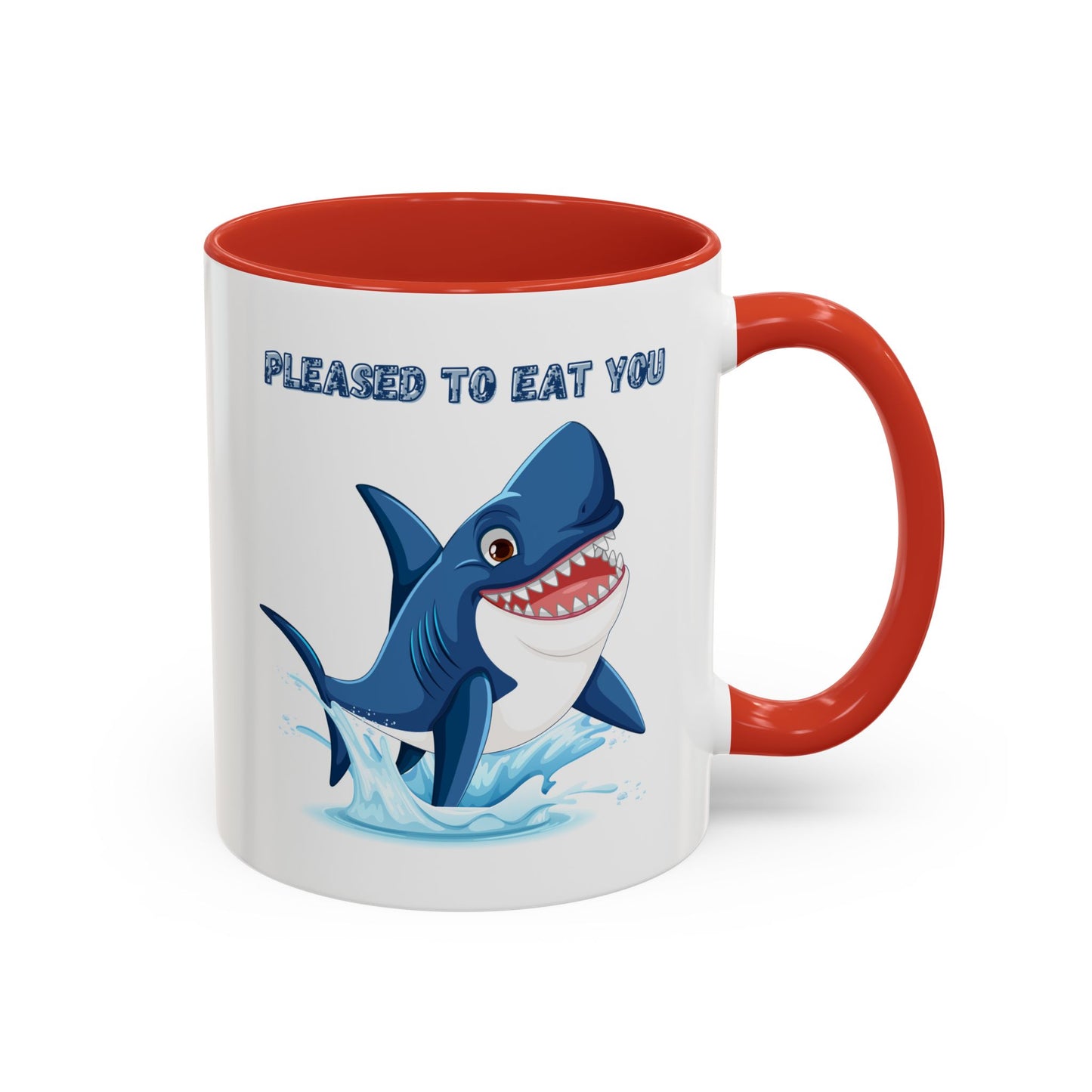 Humorous cartoon shark with threatening text Coffee Mug